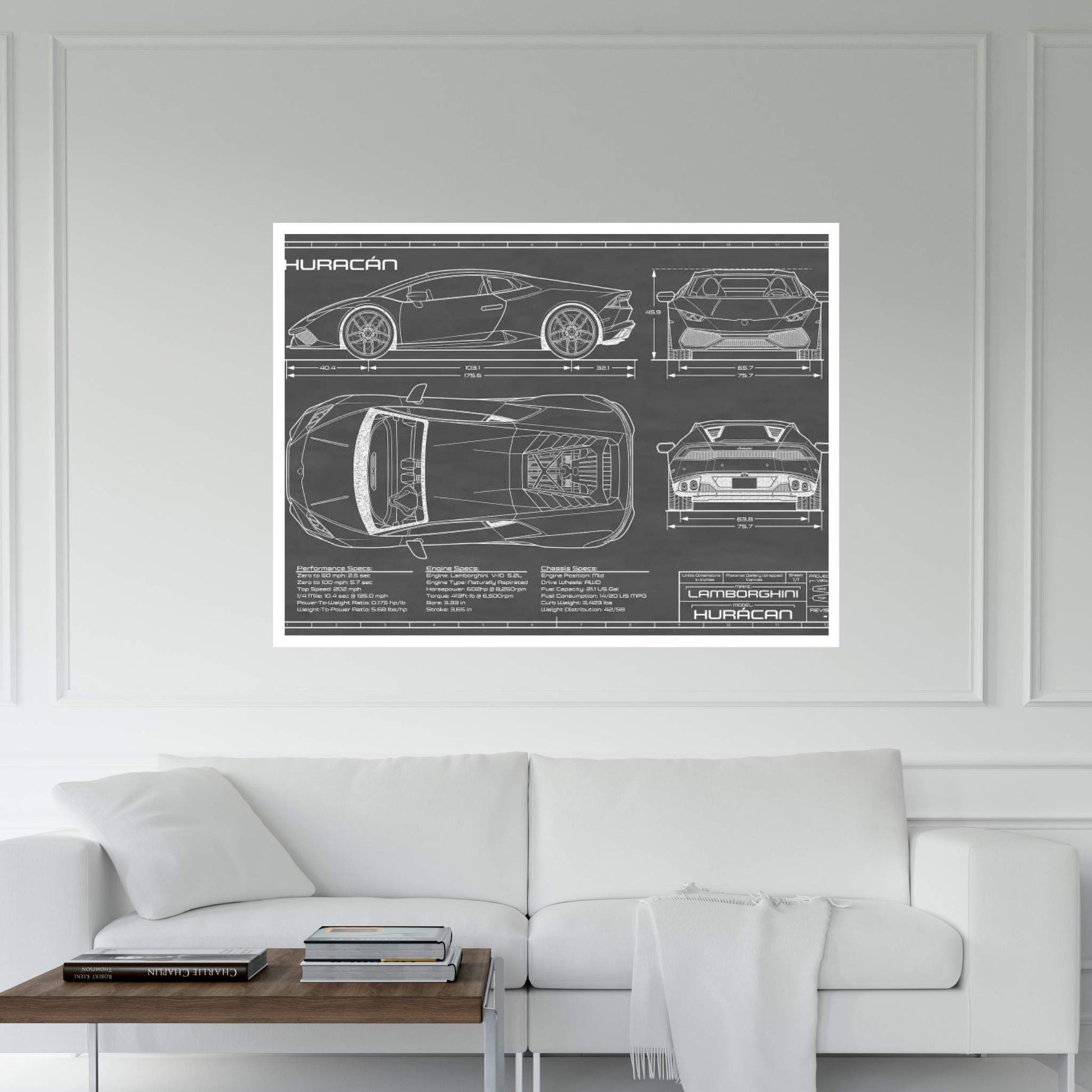 Lamborghini Huracan LP 610-4 | Black Canvas Wall Art - Y Canvas