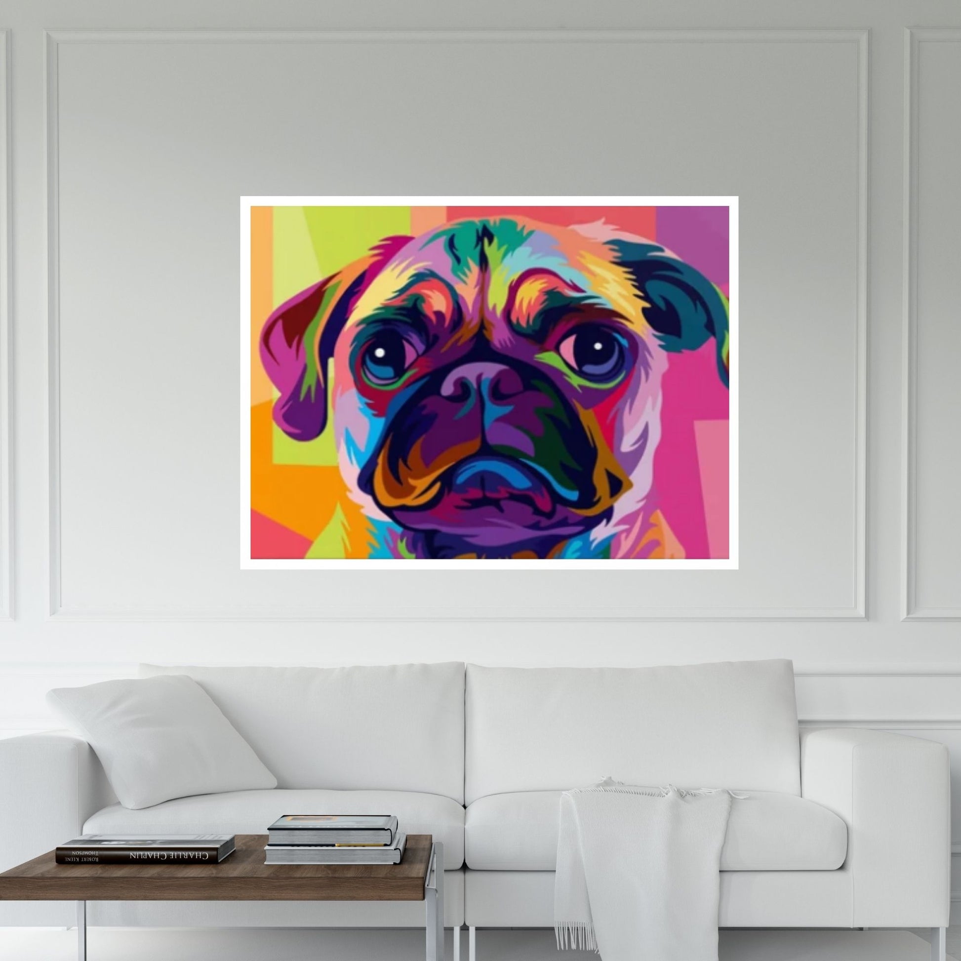 Pop Art Pug Dog Canvas Print Wall Art, Fanny Retro Art Print Canvas Wall Decor - Y Canvas