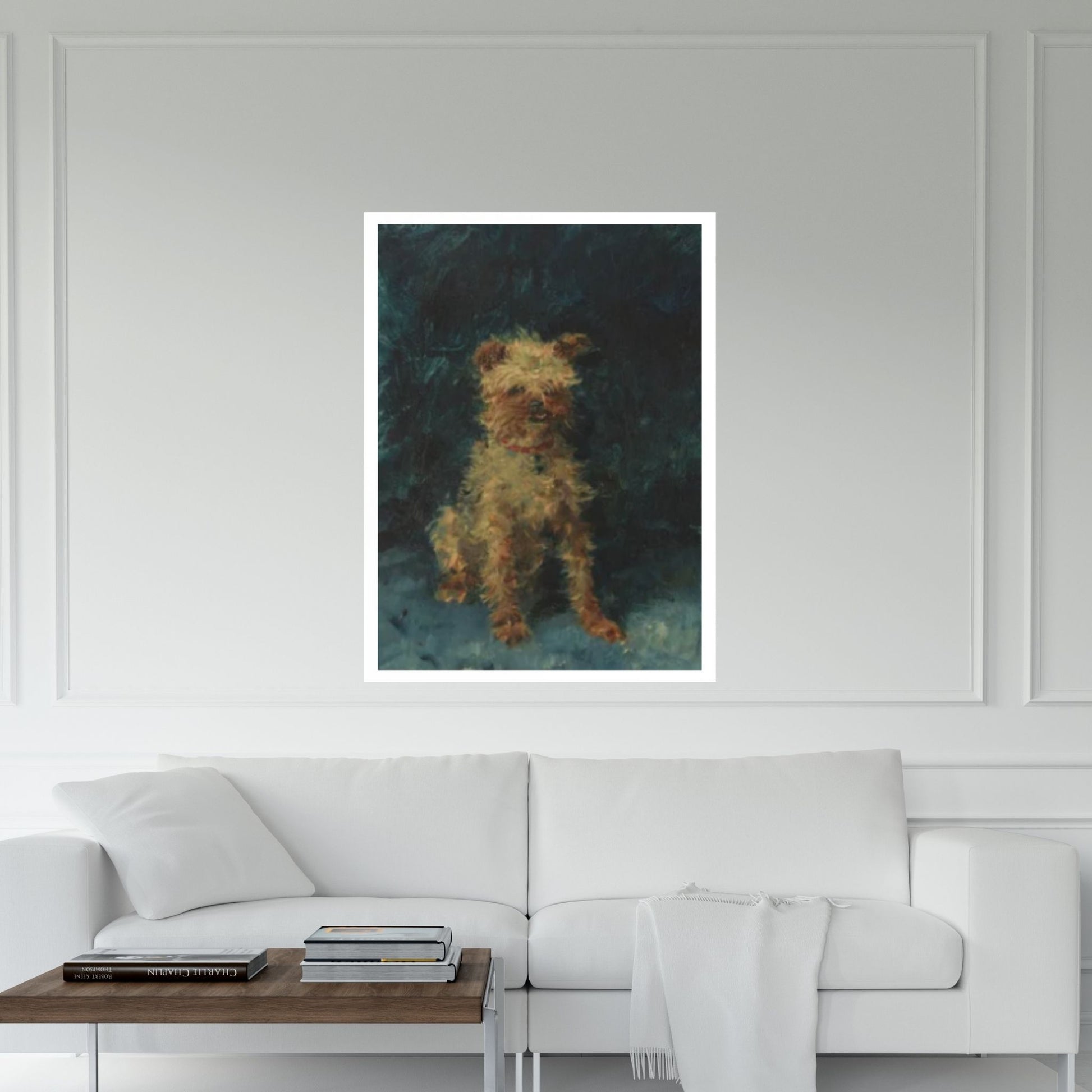 Small Yorkshire Terrier Dog Oil Canvas Wall Art Painting / Cute Yorkie Canvas Wall Art / Vintage French 19th Century Art - Y Canvas