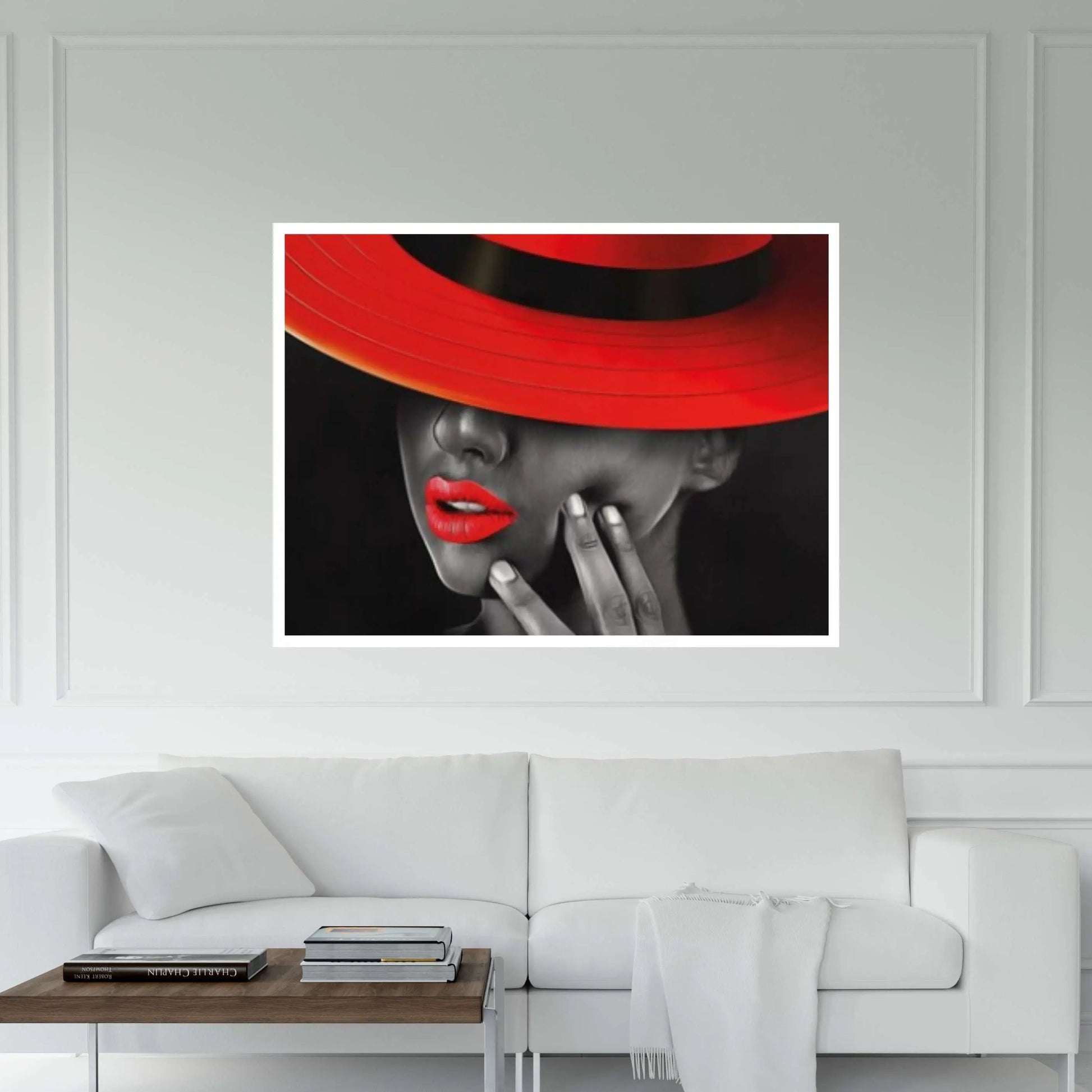 Red Hat Woman Canvas Painting / Woman With Red Hat / Bedroom Sexy Model Canvas Painting / Love Couples Wall Decor - Y Canvas