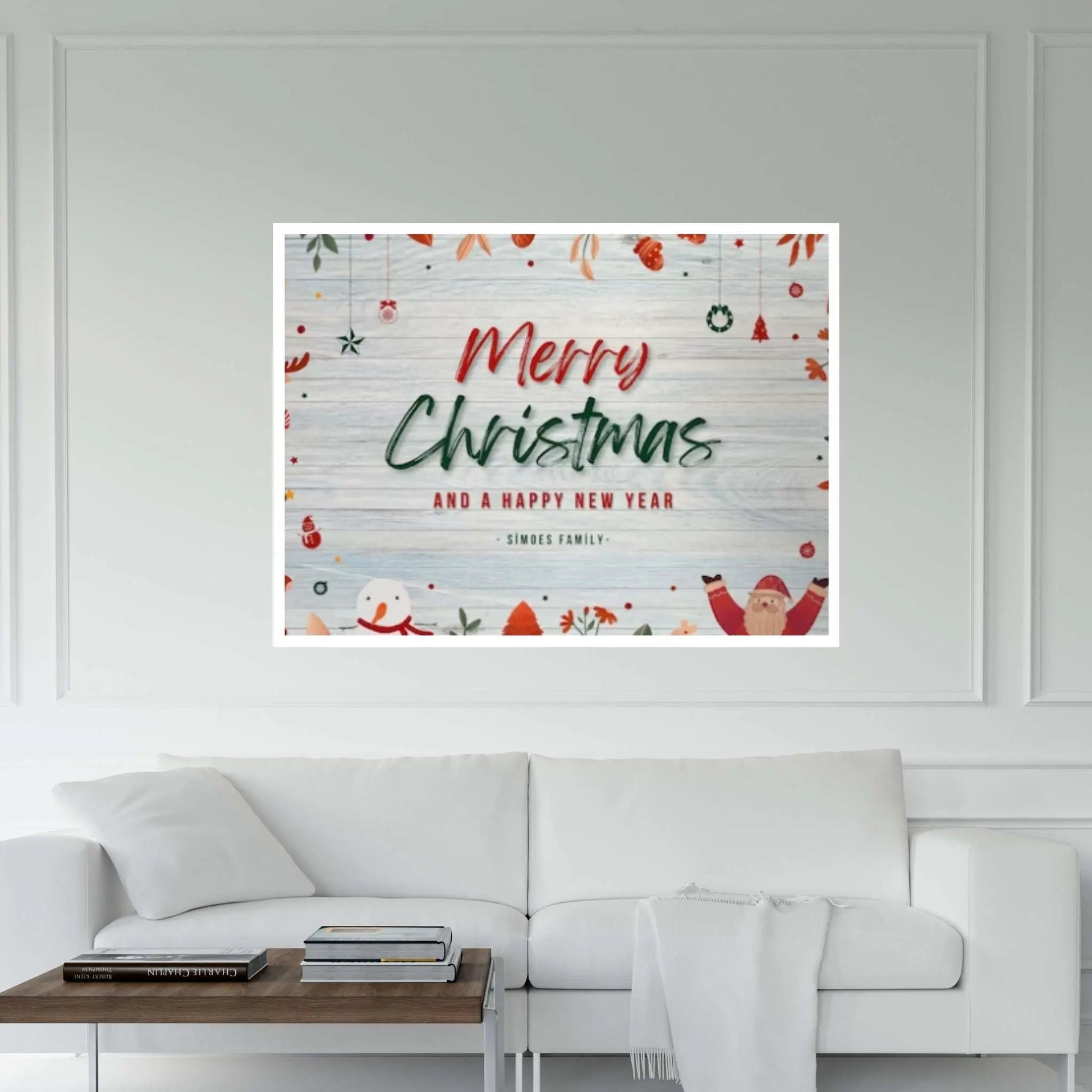 Christmas Decor Sign Personalized Custom Family Welcome Home Holiday Wall Art Canvas Print Decorations Name Sign Modern Farmhouse Wall Decor - Y Canvas