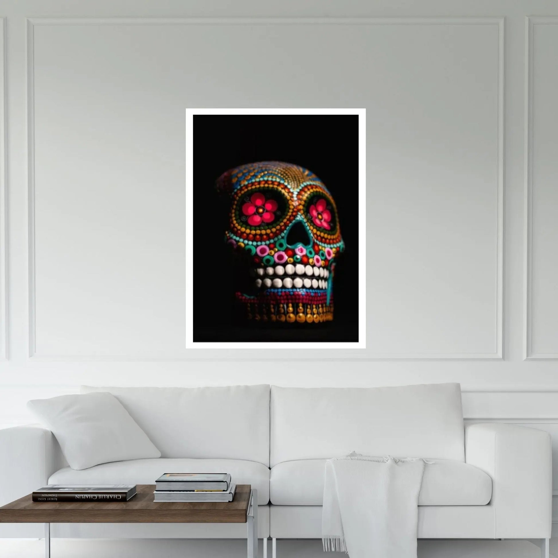 Flower Skull Canvas Print, Floral Skull Canvas Art Gothic Floral Sugar Skull Canvas Art, Boho Skull Canvas Wall Art Gift, - Y Canvas