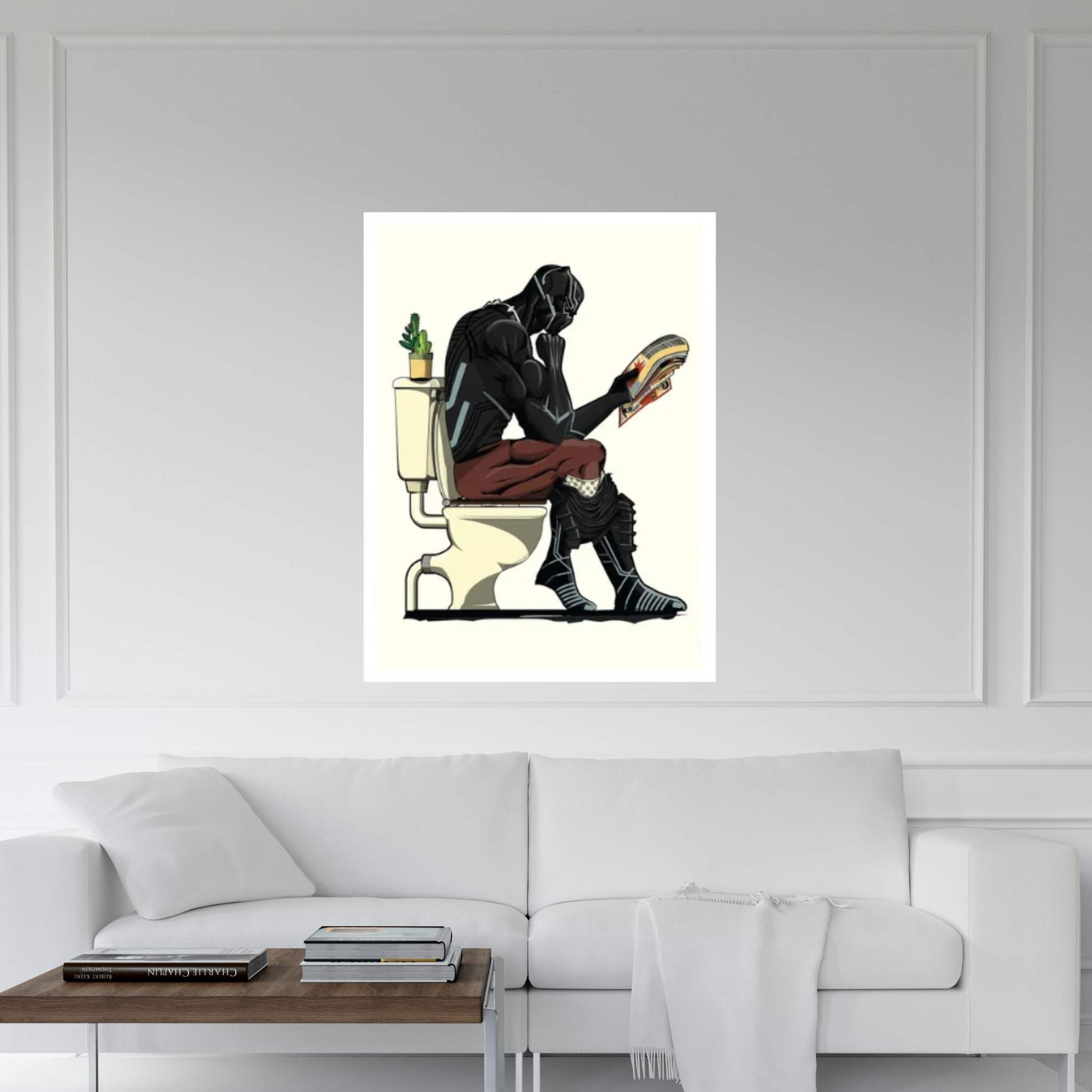 Black Panther On The Toilet Canvas Wall Art - Y Canvas