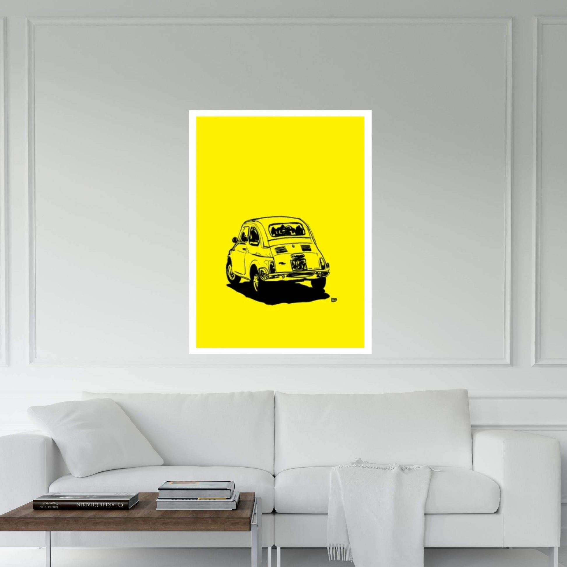 Fiat 500 In Yellow Canvas Wall Art - Y Canvas