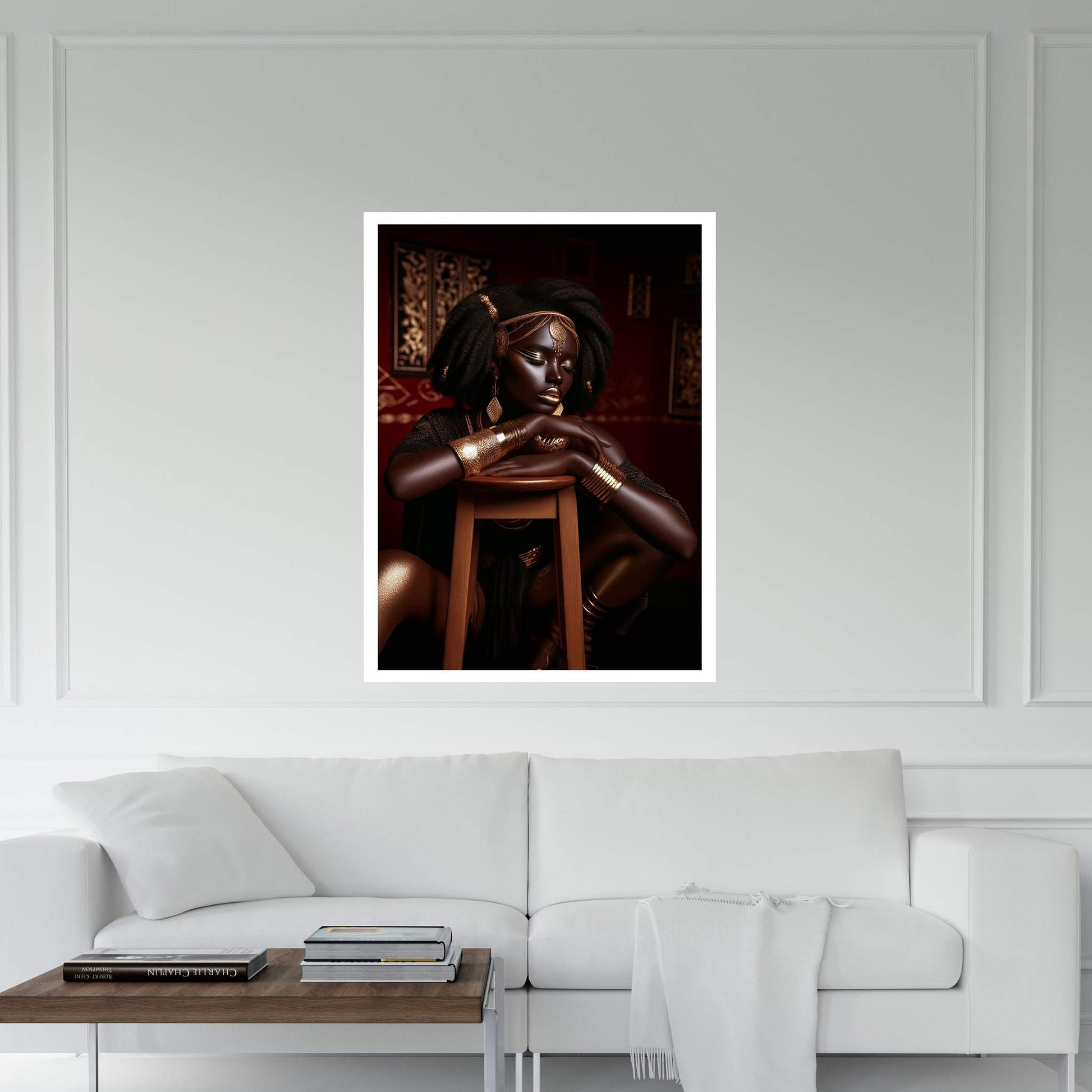 African Black Woman Gold Make-up Canvas Canvas Wall Art - Y Canvas