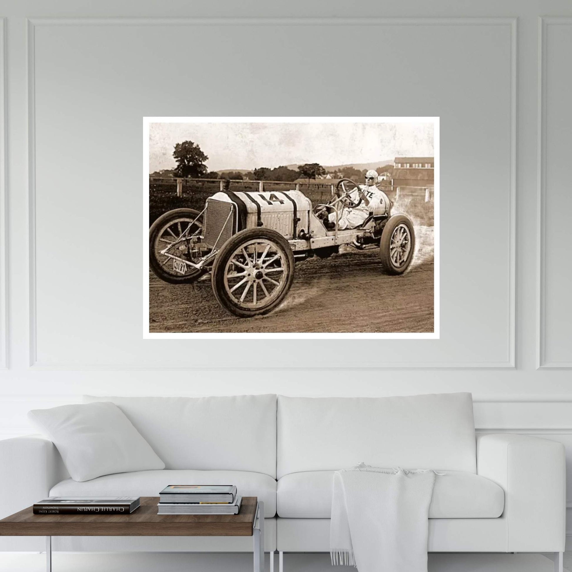 Vintage Photo Race Car Canvas Wall Art - Y Canvas