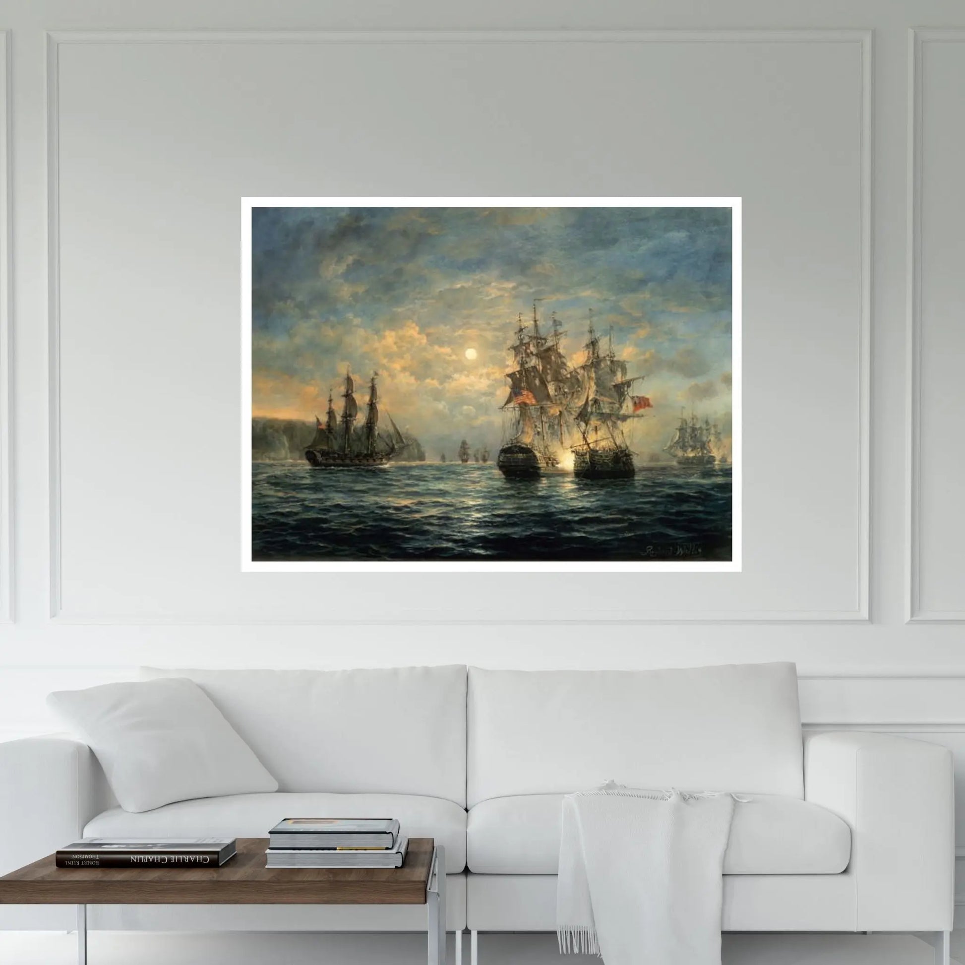 Engagement Between the "Bonhomme Richard" and the "Serapis" off Flamborough Head, 1779 Canvas Wall Art - Y Canvas