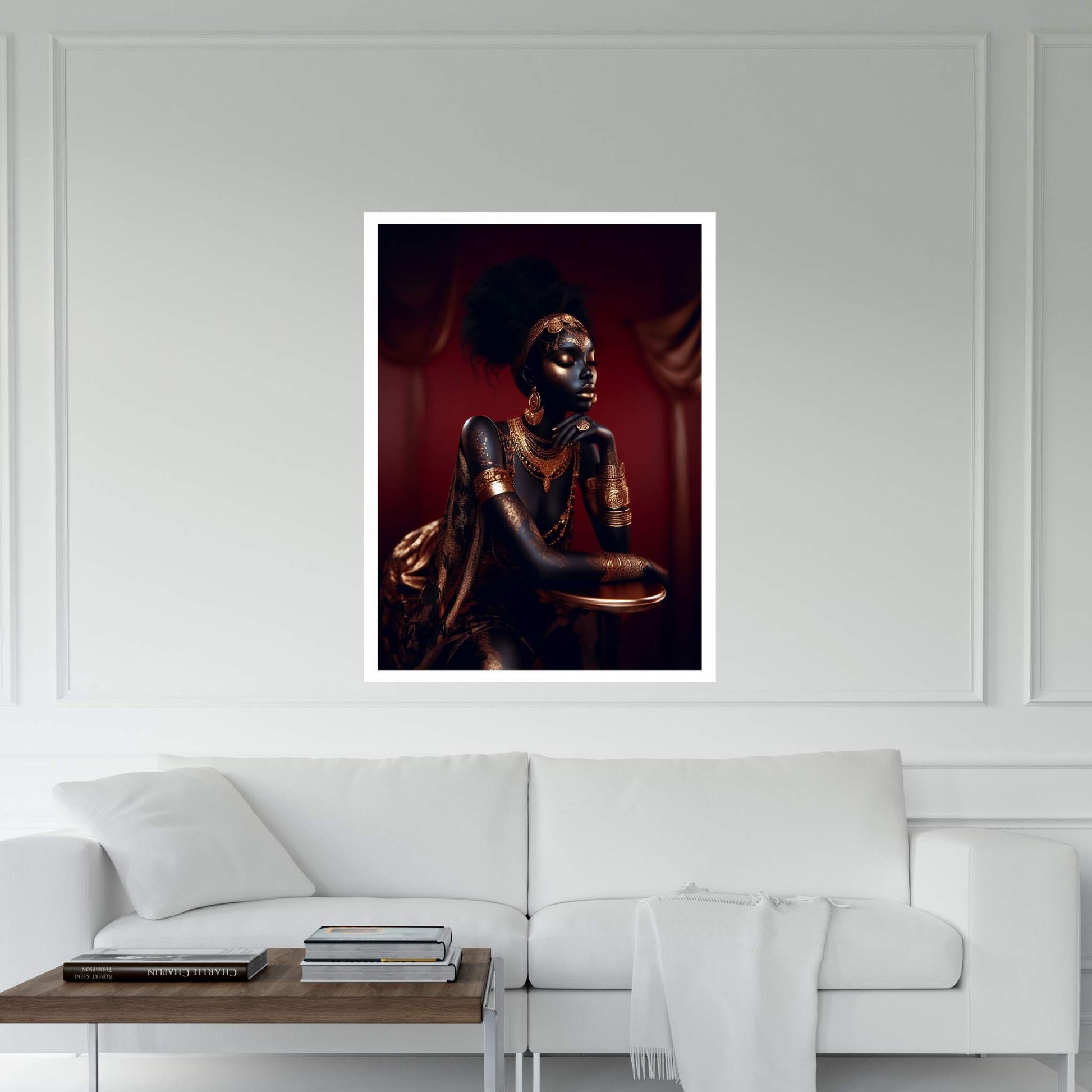 African Black Woman Gold Make-up Canvas Canvas Wall Art - Y Canvas