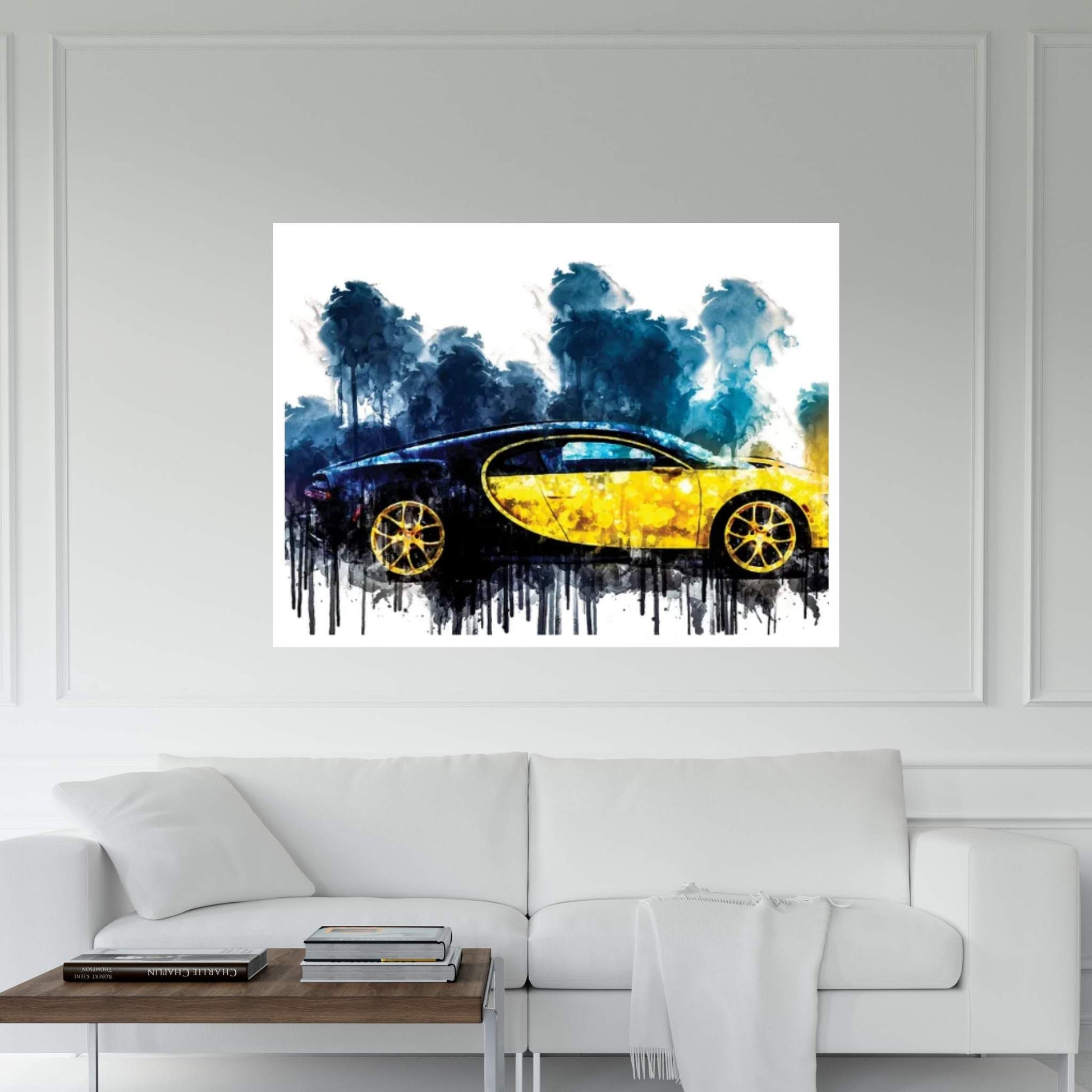 2018 Bugatti Chiron Yellow And Black Vehicle CDXLVI Canvas Wall Art - Y Canvas