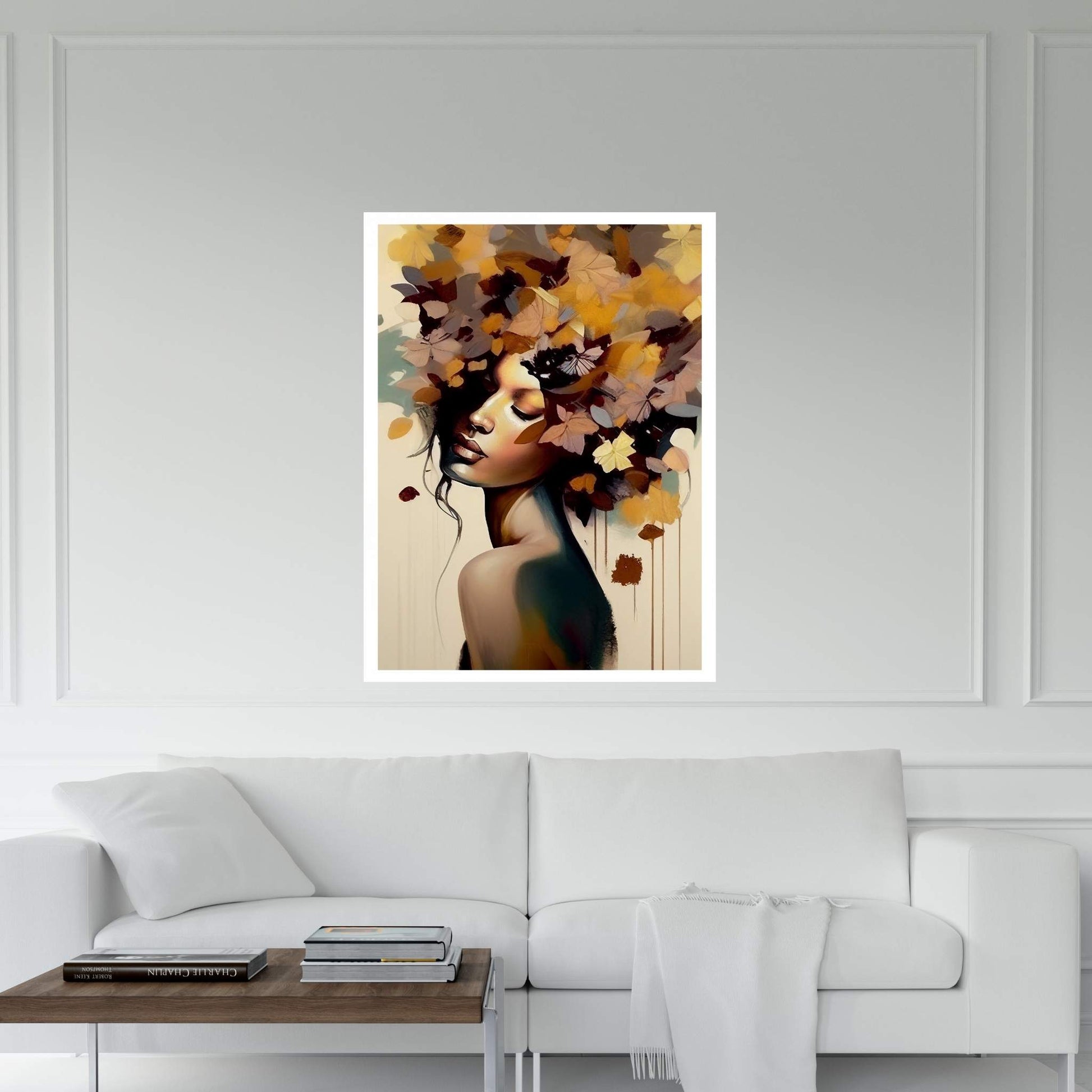 Woman Portrait Flower Head Canvas Wall Art - Y Canvas