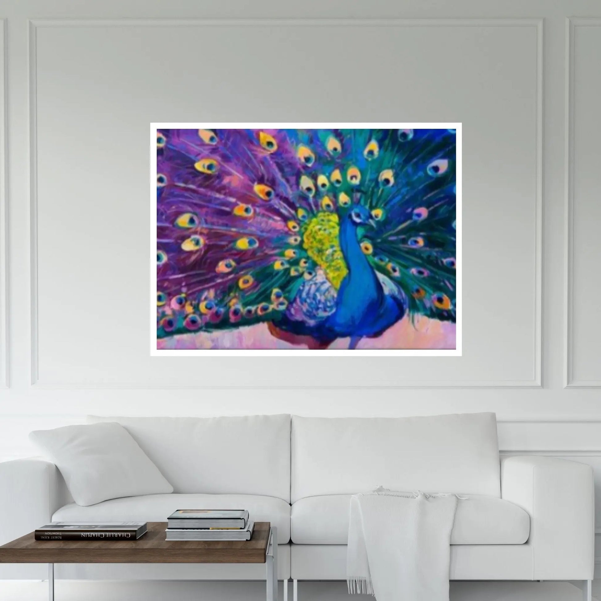 Painting Style Art Canvas Colorful Peacock Feather Animal Art Canvas Wall Art - Y Canvas