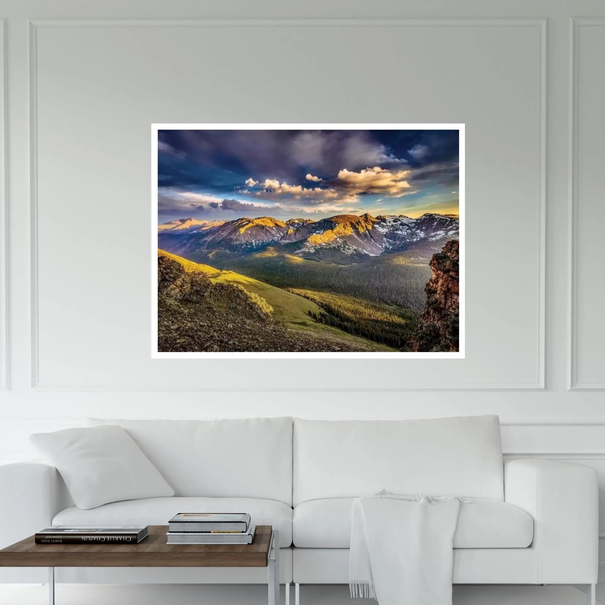 USA, Colorado, Rocky Mountain National Park. Mountain and valley landscape at sunset Canvas Wall Art - Y Canvas