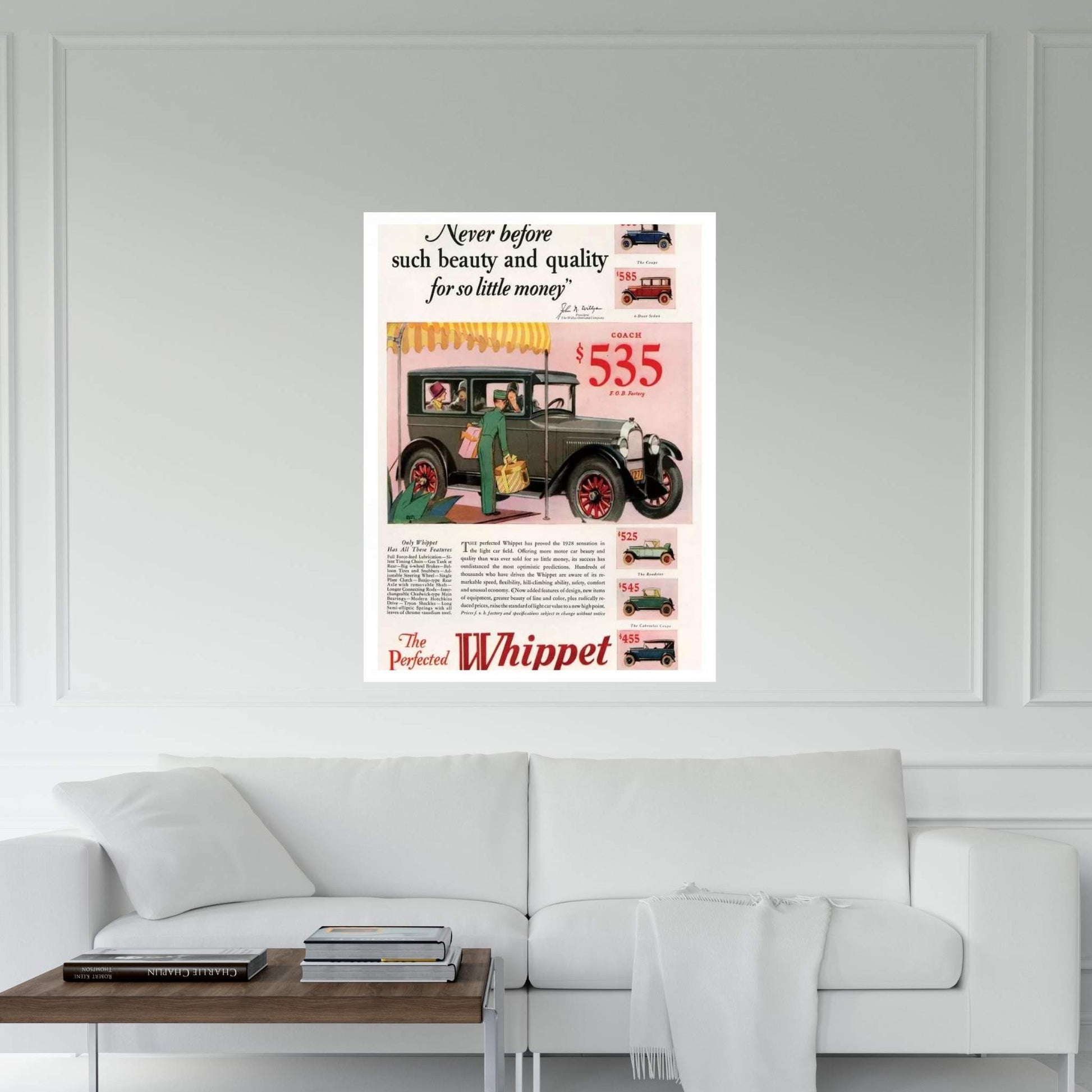 1920s Willys-Knight Magazine Advert Canvas Wall Art - Y Canvas