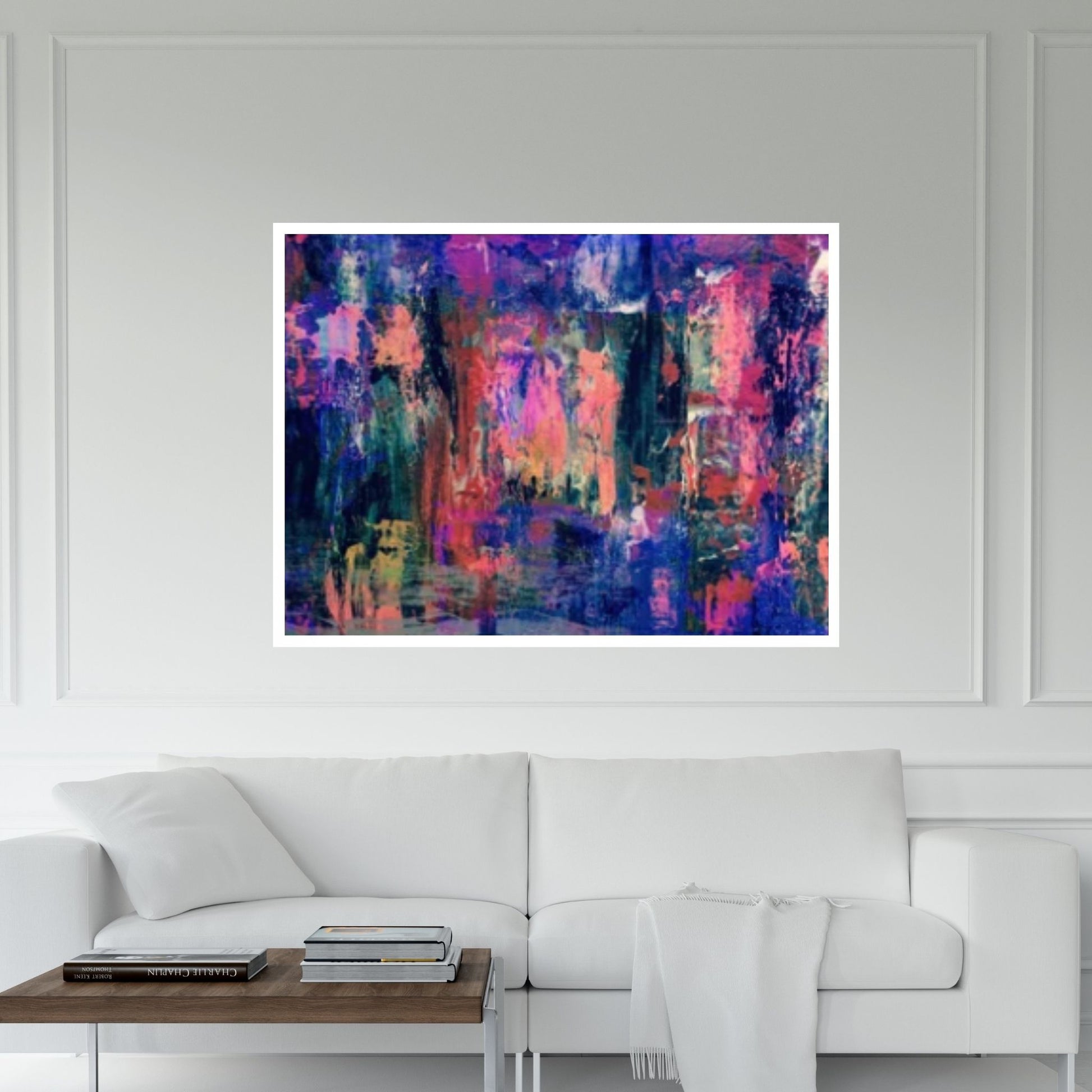 Large Blue Pink Painting Abstract Art,Contemporary Art Modern Oil Painting - Y Canvas