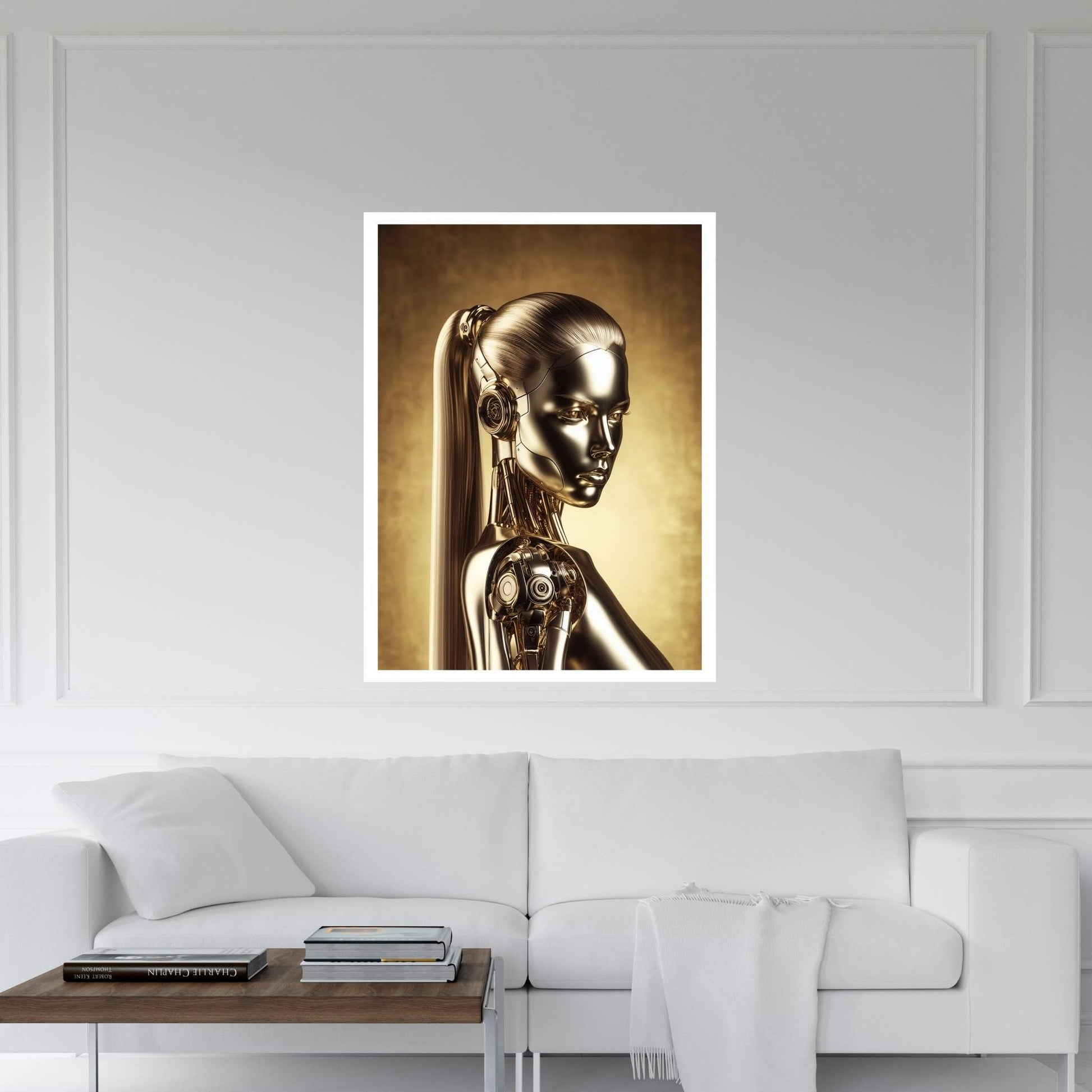 Gold Robotics Woman Canvas Wall Art - Y Canvas