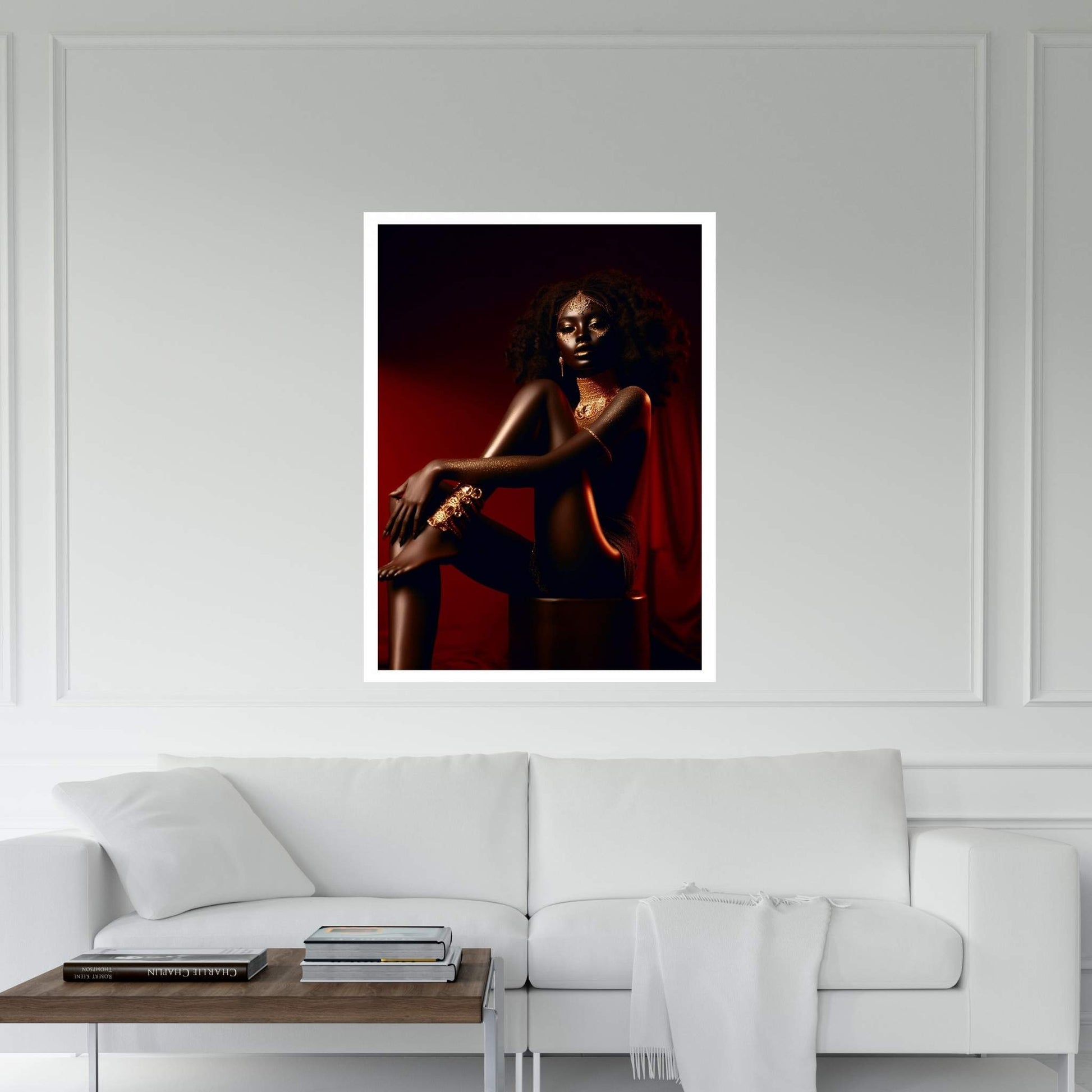 African Black Woman Gold Make-up Canvas Canvas Wall Art - Y Canvas