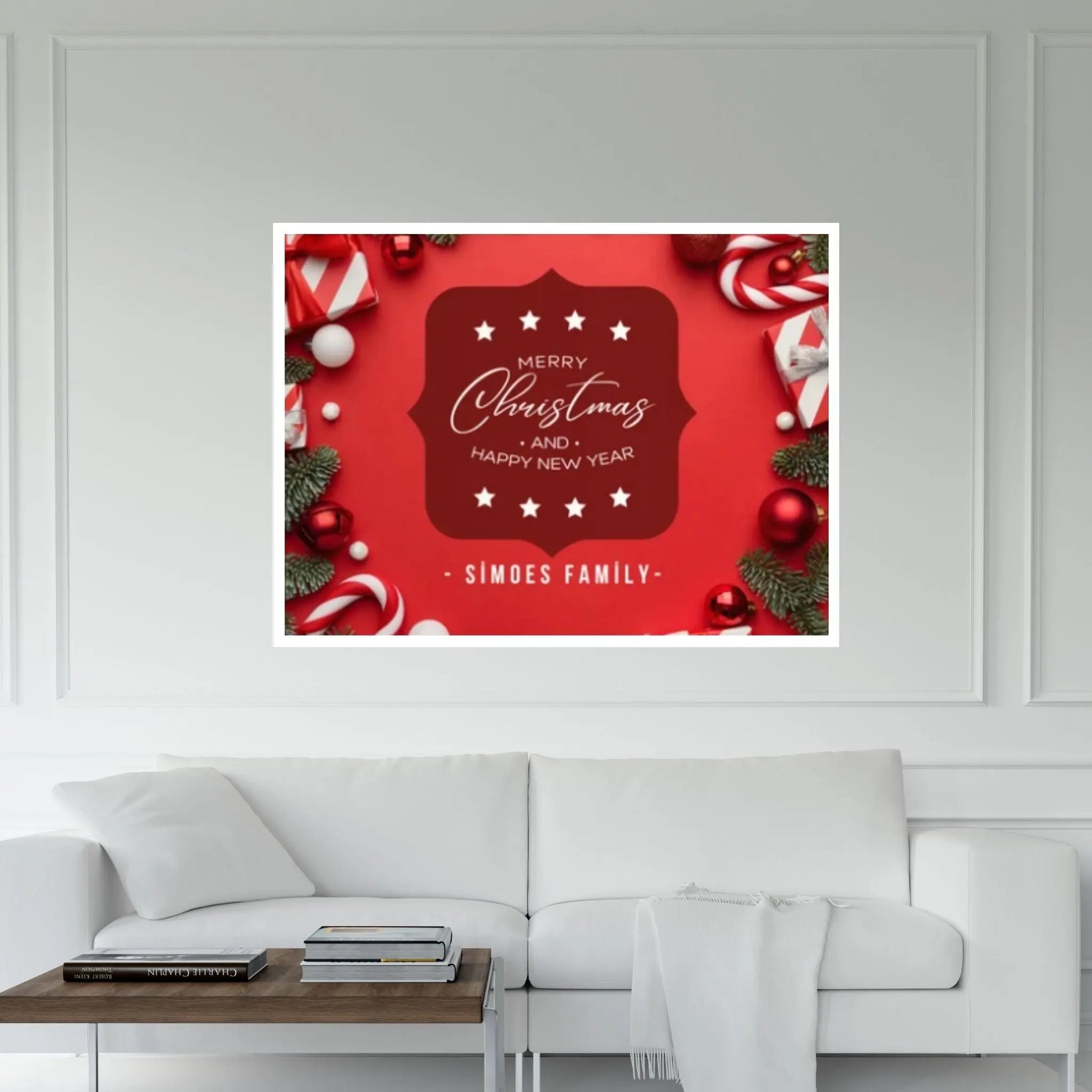 Christmas Decor Sign Personalized Custom Family Welcome Home Holiday Wall Art Canvas Print Decorations Name Sign Modern Farmhouse Wall Decor - Y Canvas