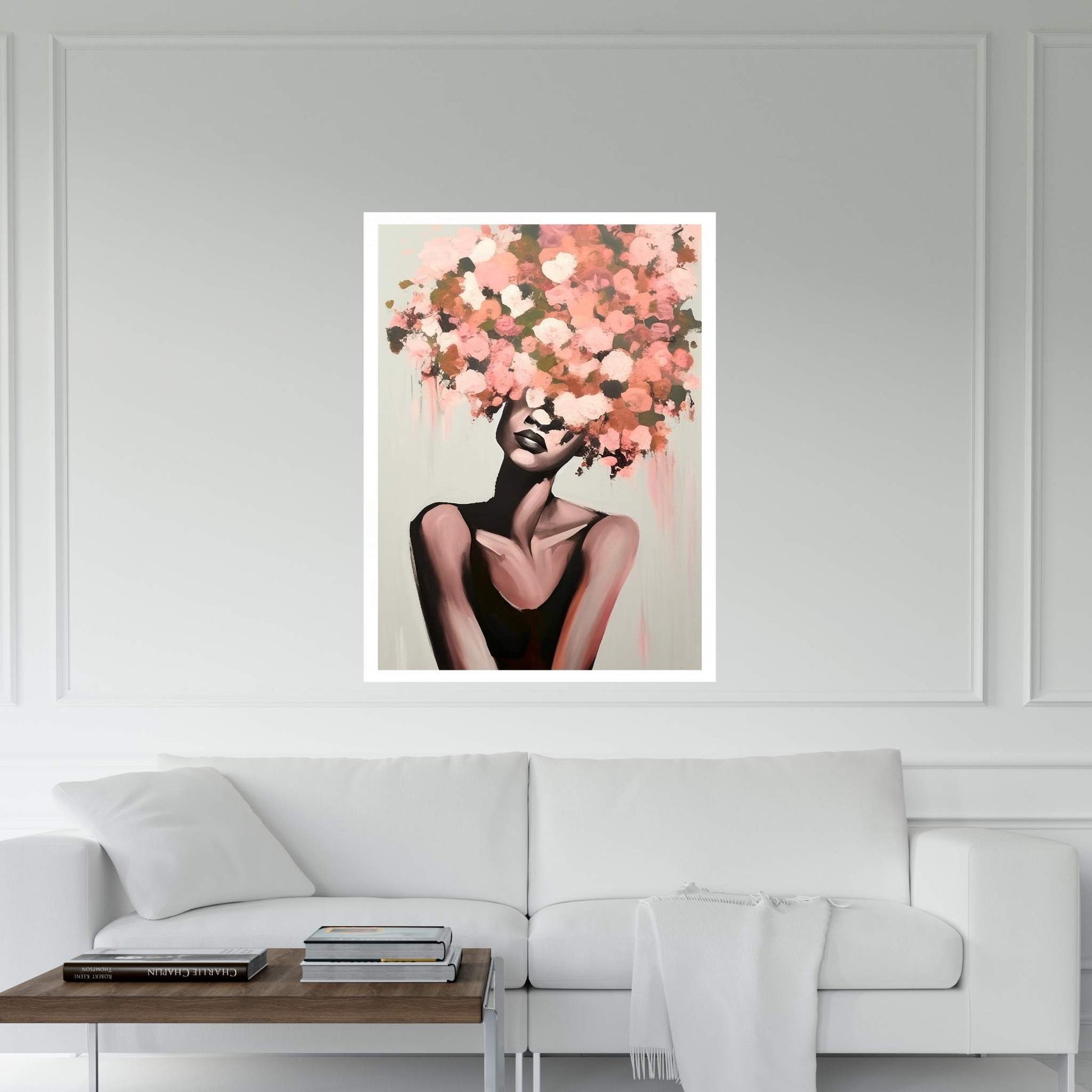 Woman Portrait Flower Head Canvas Wall Art - Y Canvas