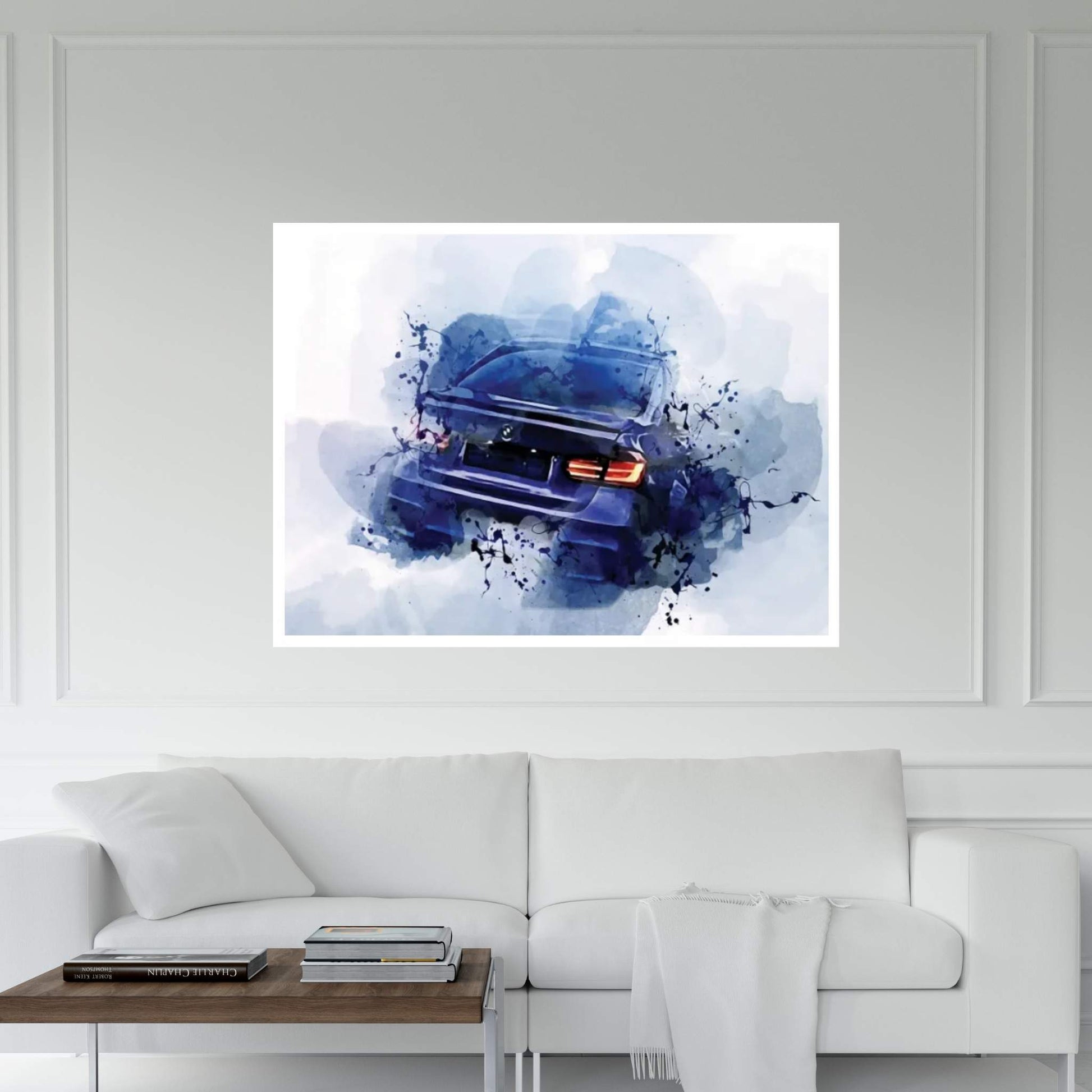 BMW M3 Rear View Exterior Blue Sedan New Blue M3 M3 Tuning German Cars BMW Canvas Wall Art - Y Canvas