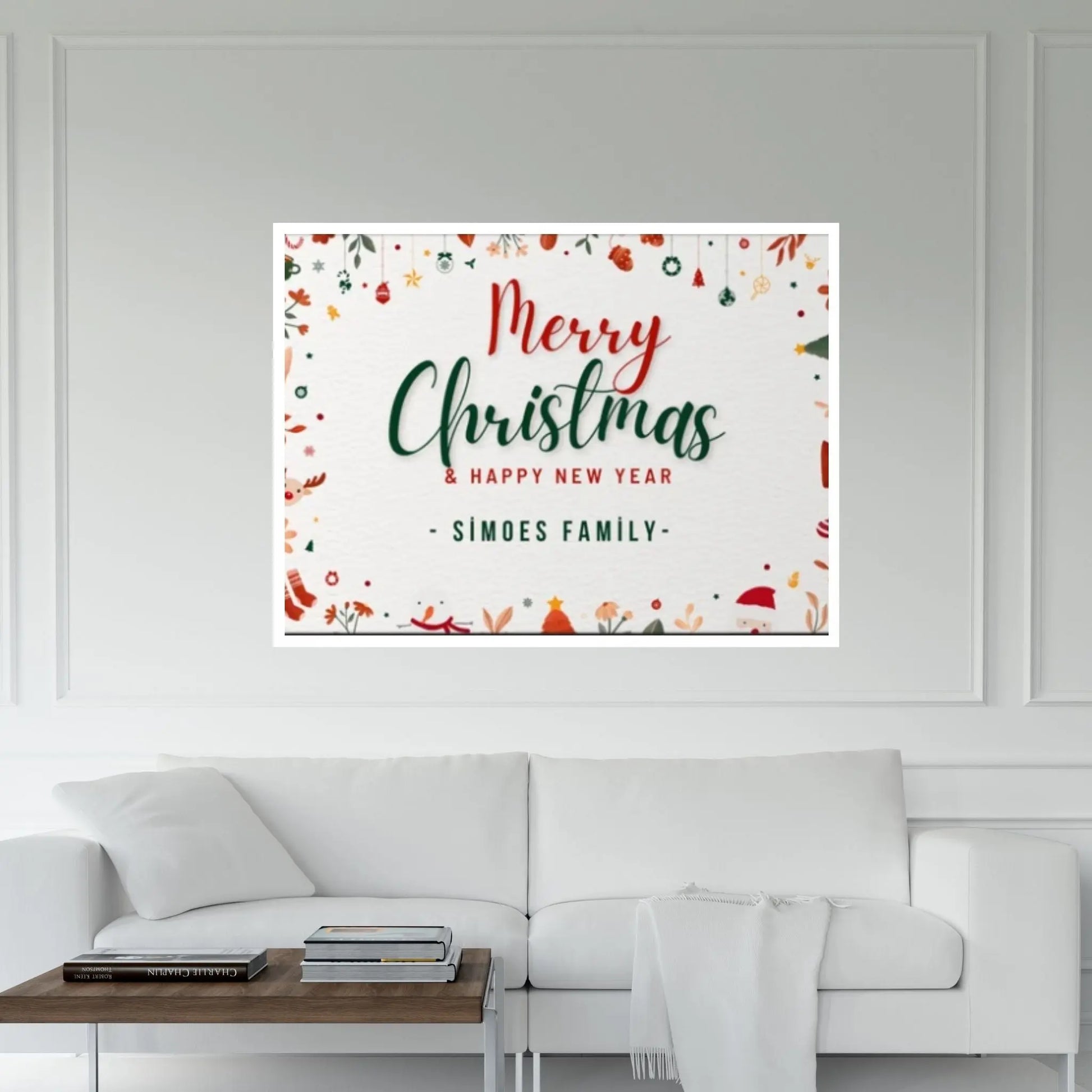 Christmas Decor Sign Personalized Custom Family Welcome Home Holiday Wall Art Canvas Print Decorations Name Sign Modern Farmhouse Wall Decor - Y Canvas