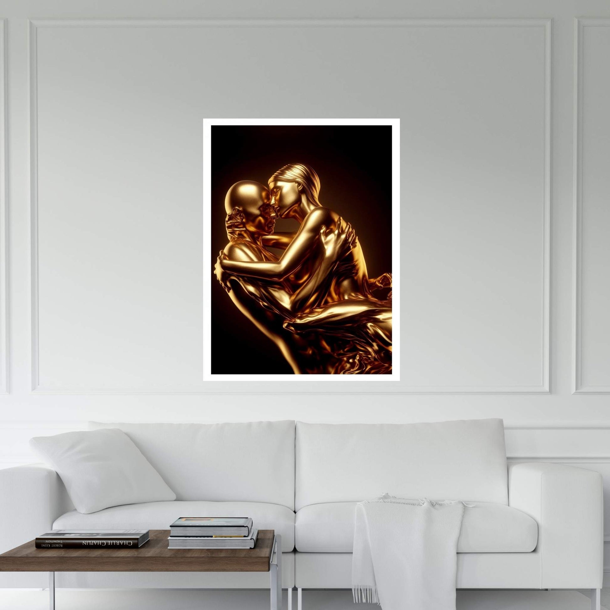 Metalic Gold Love Couple Canvas Wall Art - Y Canvas