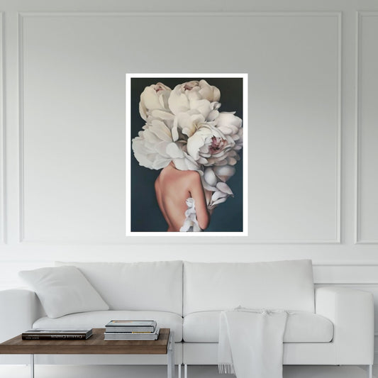 White Rose And Woman Canvas Art, Fashion Wall Art, Flower Head Woman Wall Art - Y Canvas