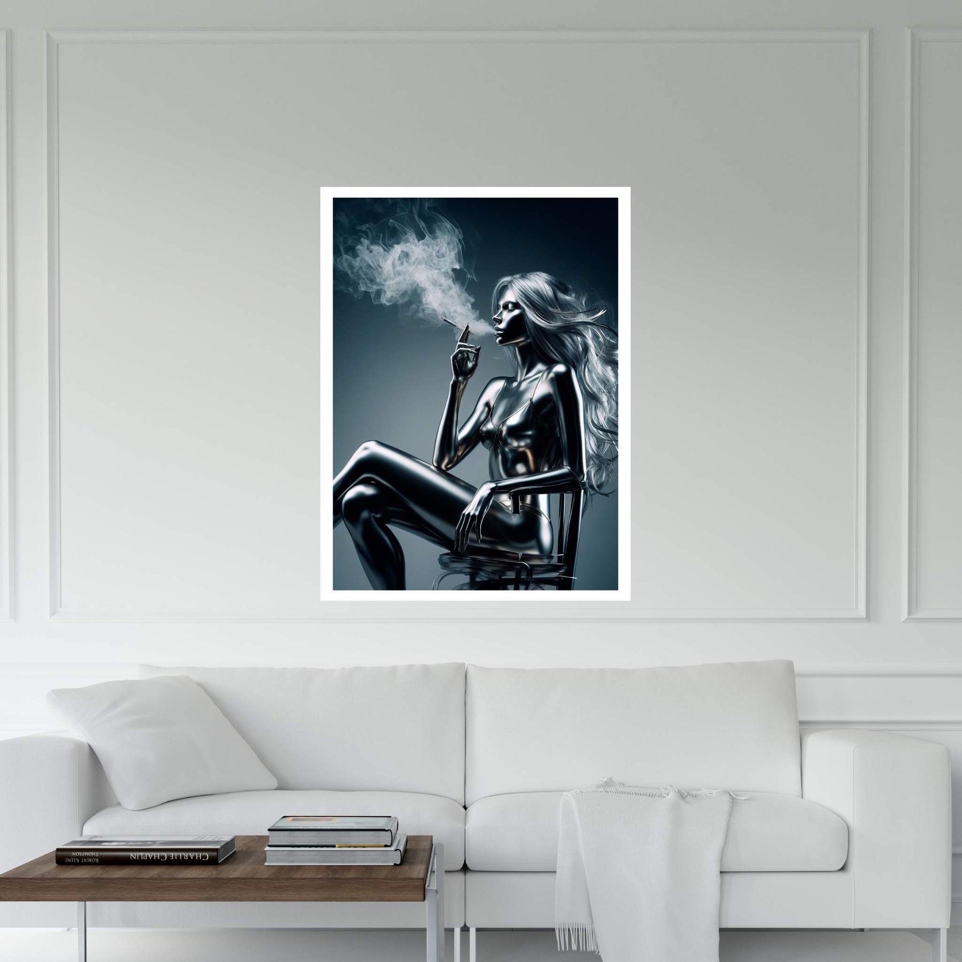 Metalic Robotics Smoke Woman Canvas Wall Art - Y Canvas