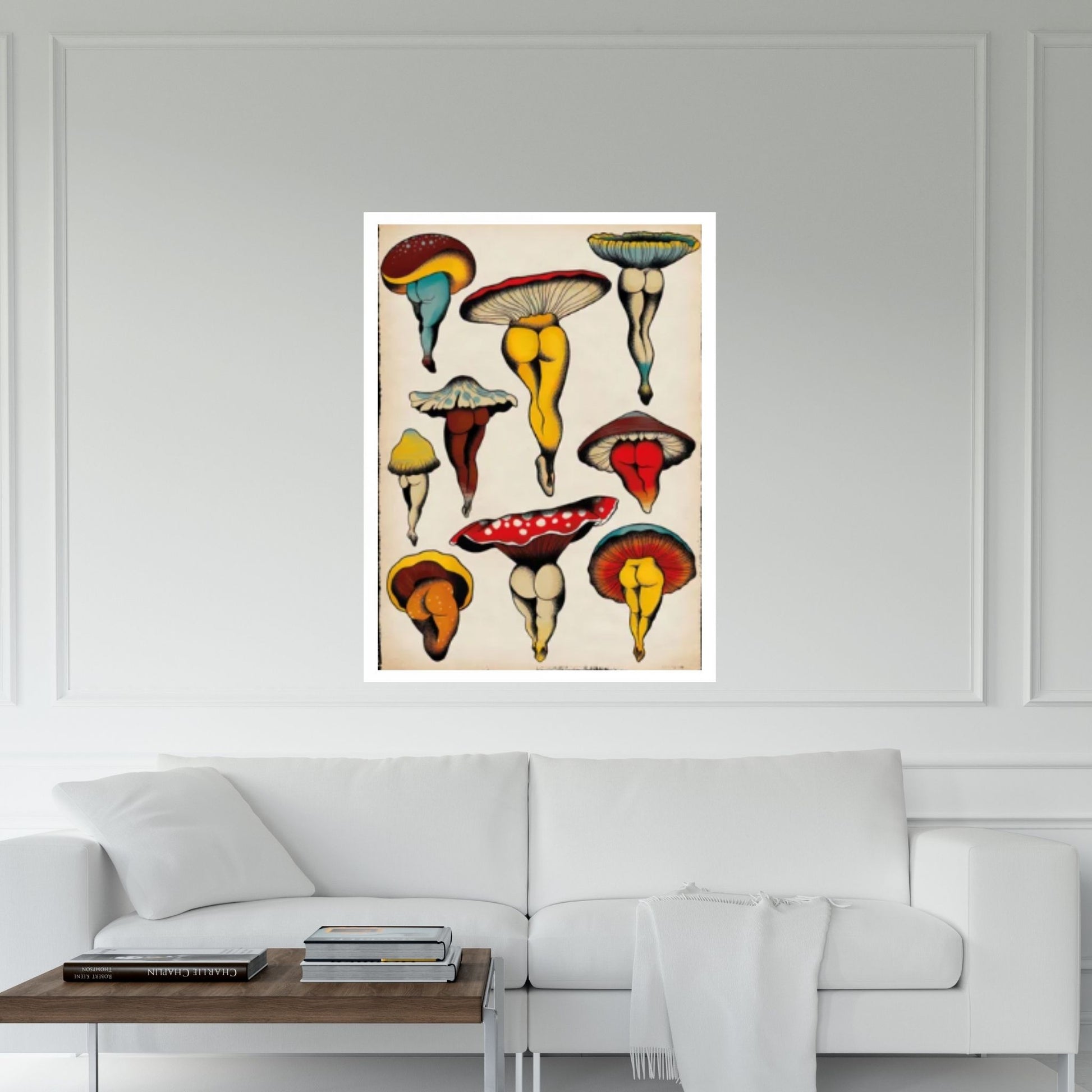 Mushroom Aesthetic Room Decor, Home Abstract Canvas Retro Picture - Y Canvas