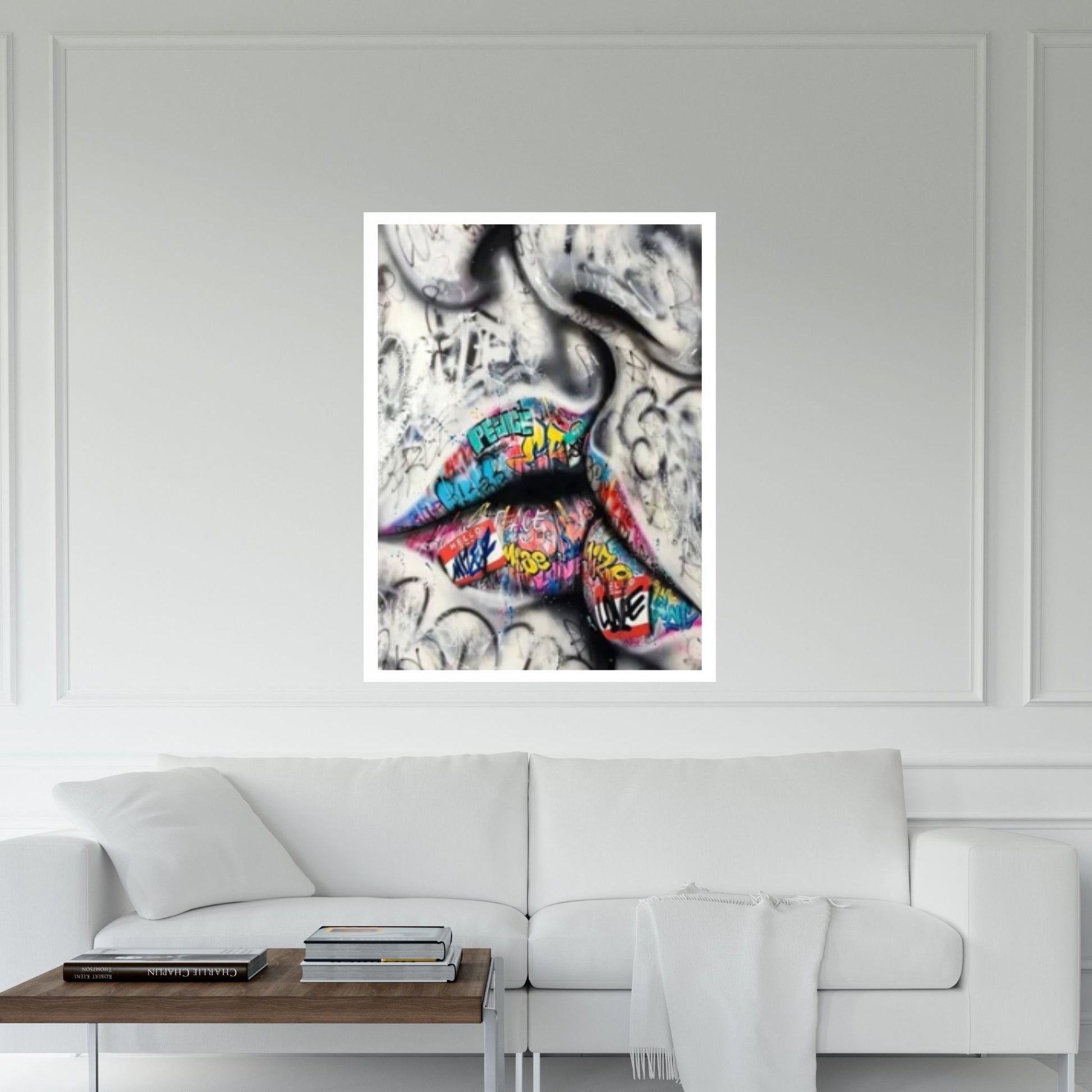 Kiss Graffiti Painting, Love Wall Decoration, Graffiti Wall Art, Romantic Couple - Y Canvas