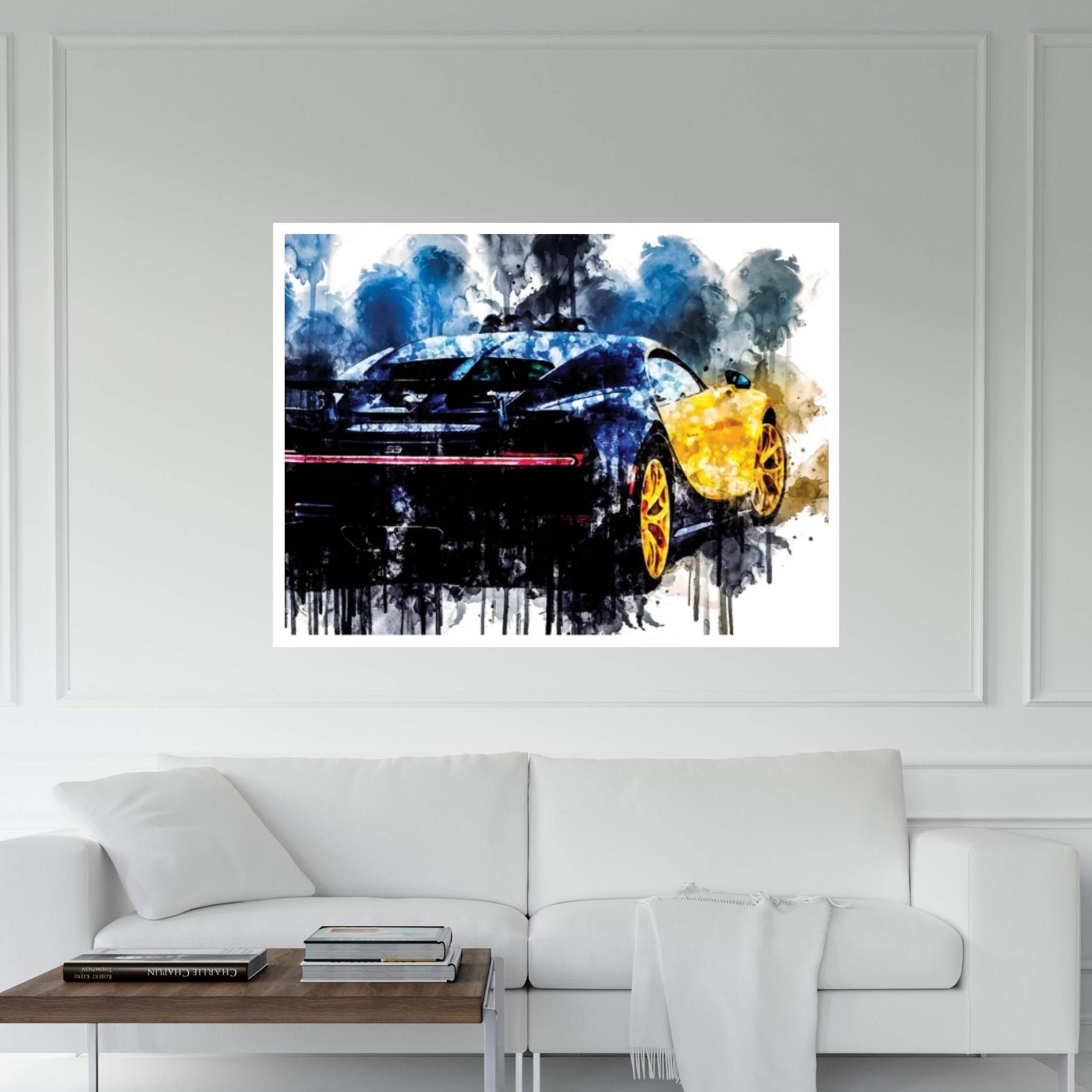 2018 Bugatti Chiron Yellow And Black Vehicle CDXLVII Canvas Wall Art - Y Canvas