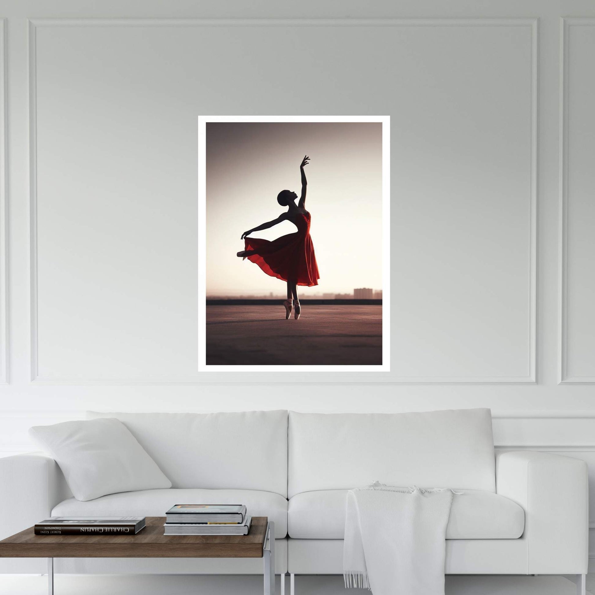 African Black Woman Ballerina in Red Dress Canvas Wall Art Home Decor - Y Canvas