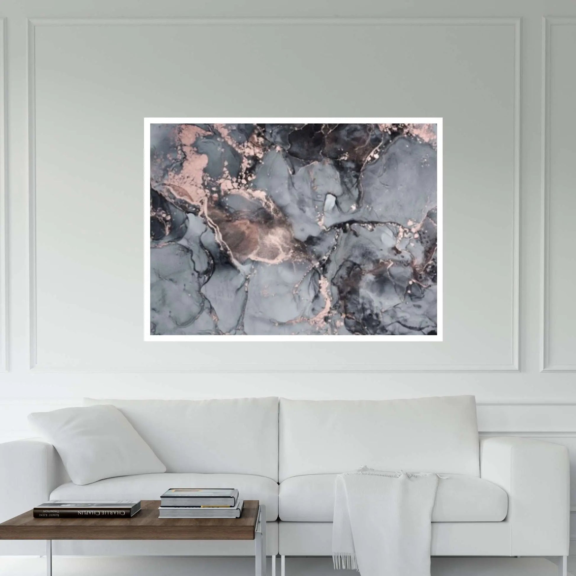 Gray and Pink Abstract Canvas Art, Gray Abstract Painting - Y Canvas