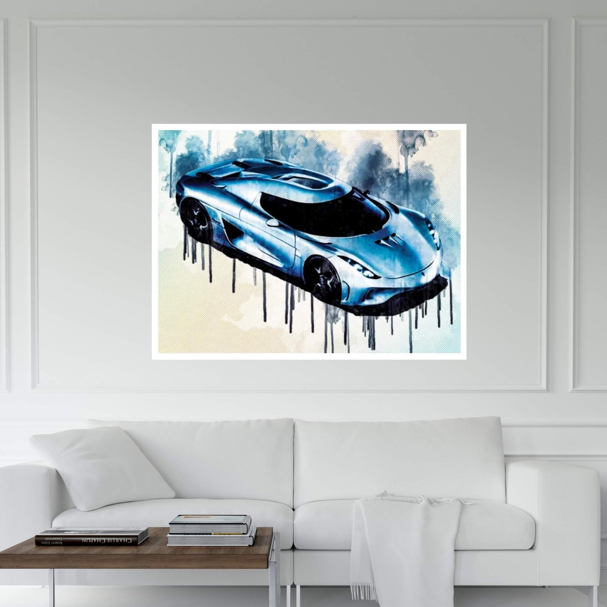 Koenigsegg Regera Hypercar Top View Silver Regera Supercar Canvas Wall Art - Y Canvas