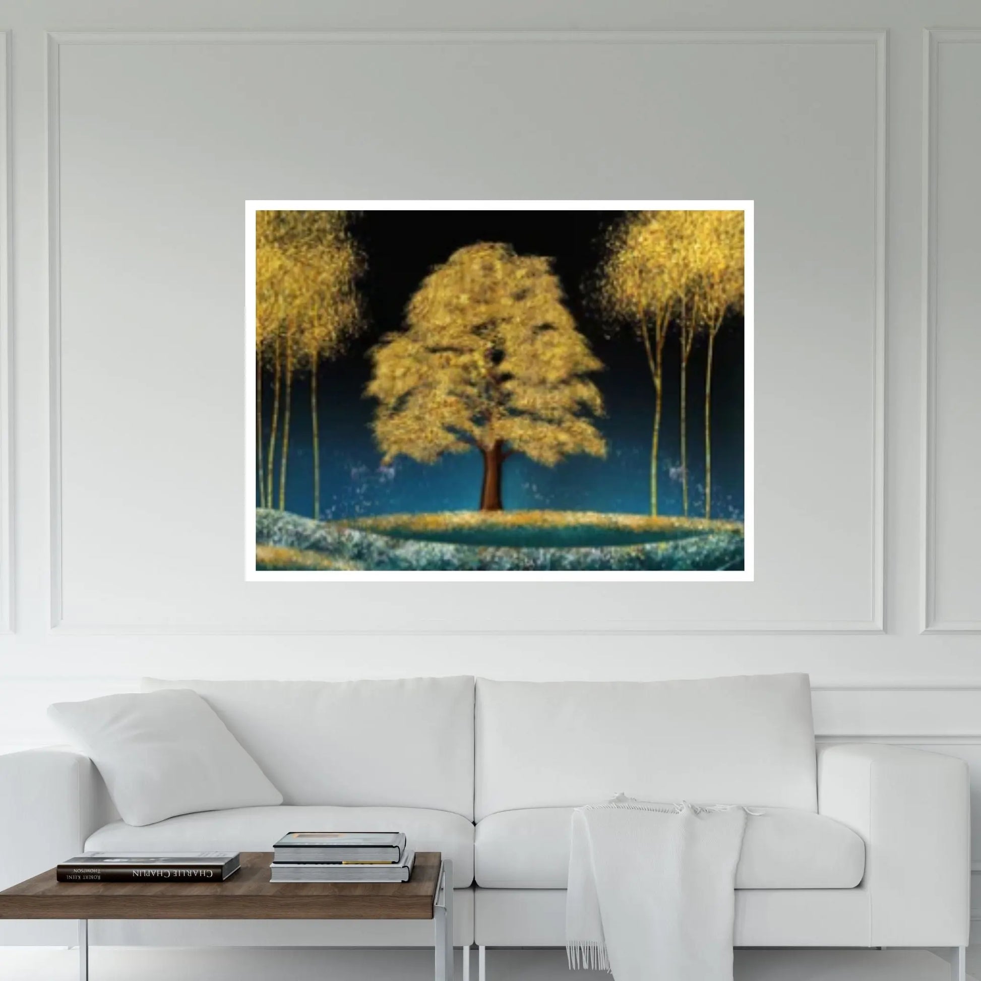 Large Golden Tree Landscape Oil Painting on Canvas Original - Y Canvas