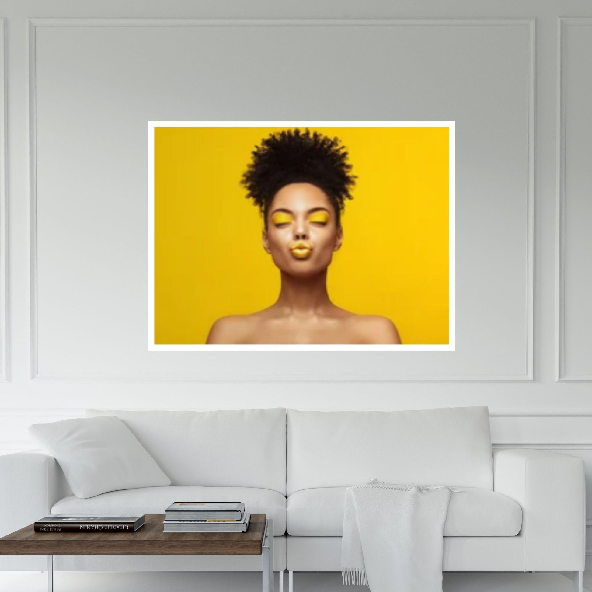 African Art Wall Decor, African Woman Makeup Wall Art, Abstract Canvas Art, Modern Gold Lips Wall Art - Y Canvas