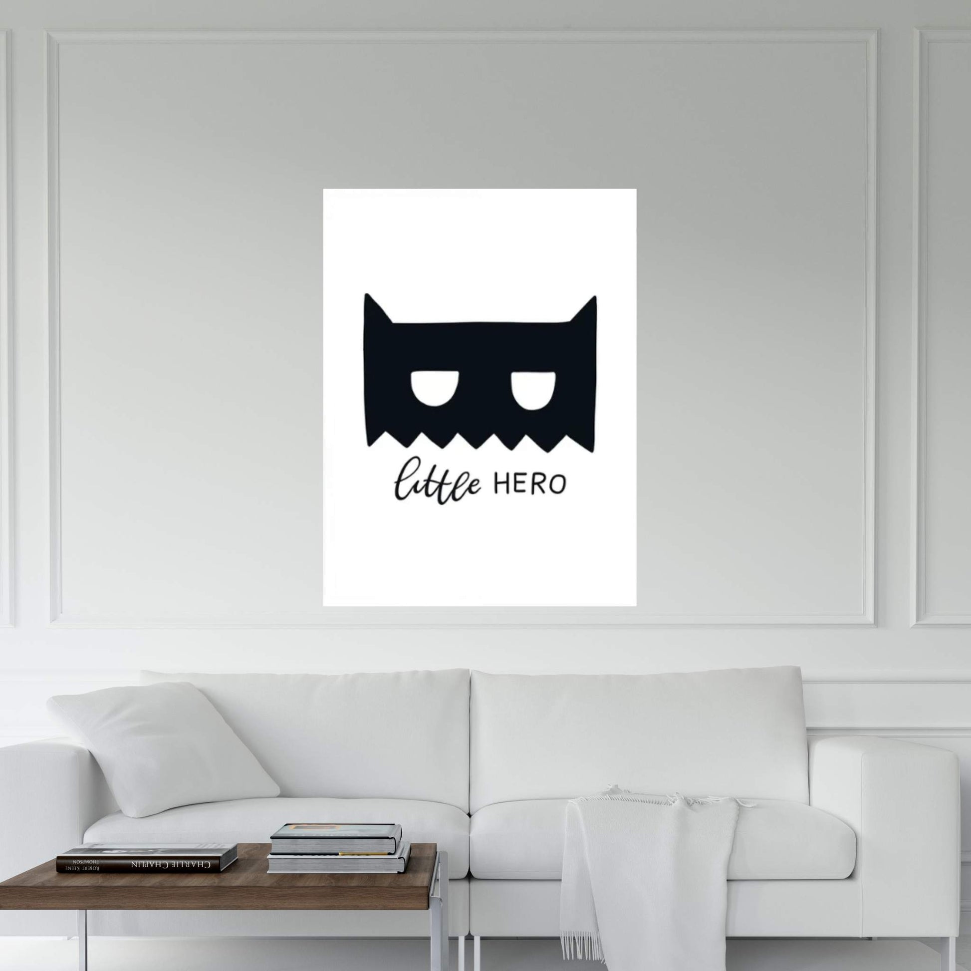 Little Hero Mask Black Super Scandi Canvas Wall Art - Y Canvas