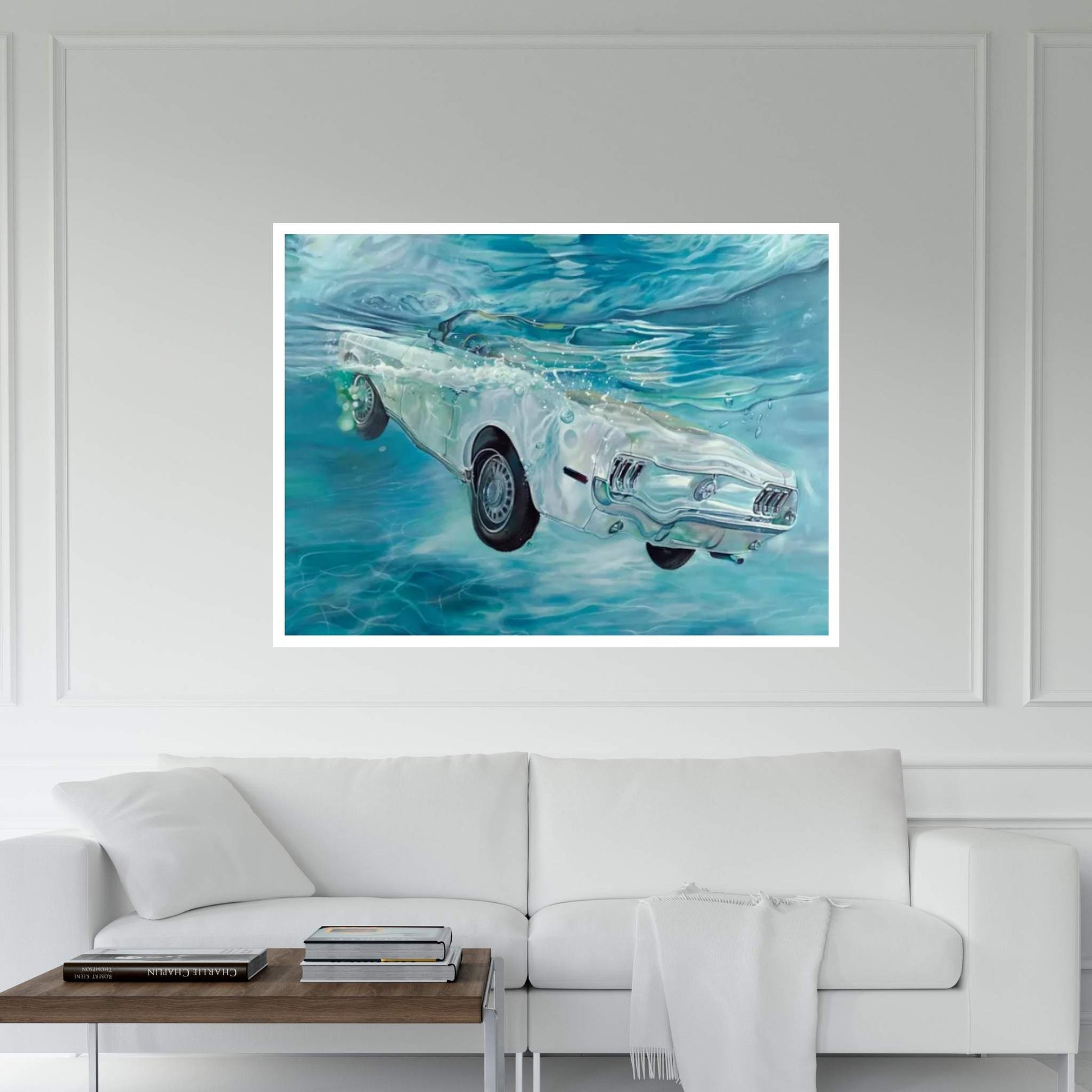 White Mustang Canvas Wall Art - Y Canvas