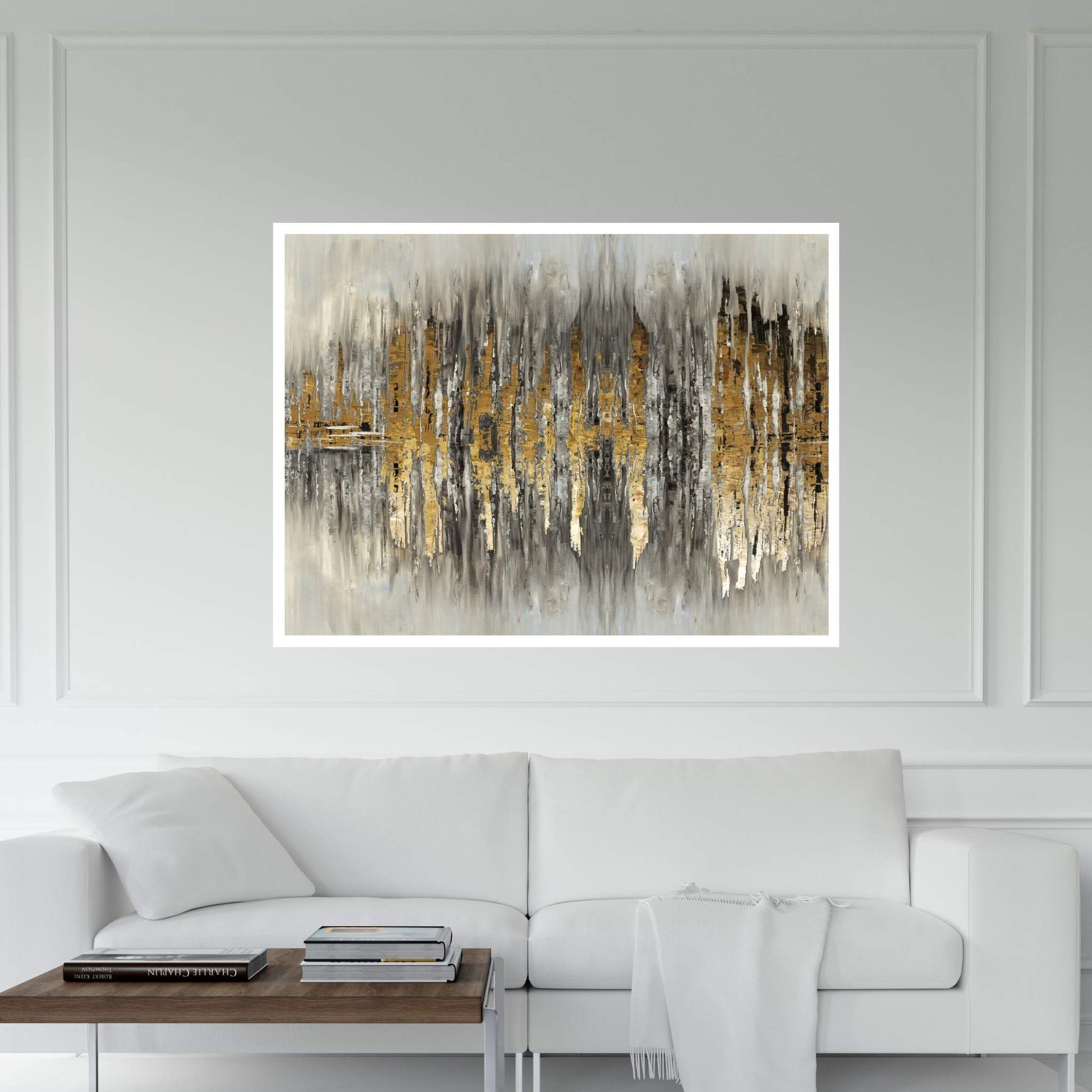 Modern Gold Abstract Wall Art Canvas - Y Canvas