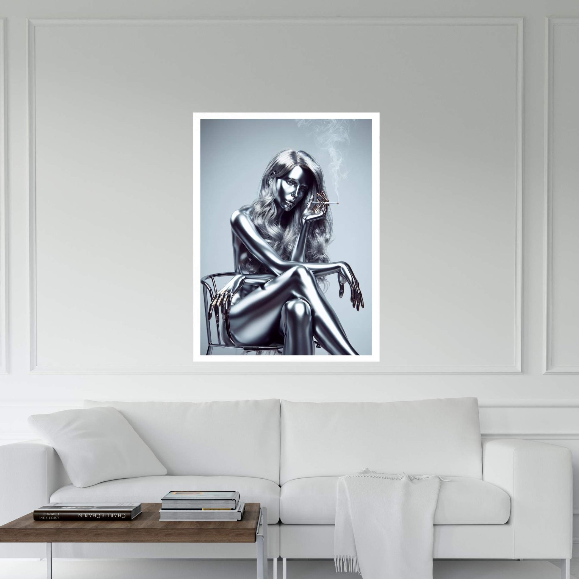 Metalic Robotics Smoke Woman Canvas Wall Art - Y Canvas