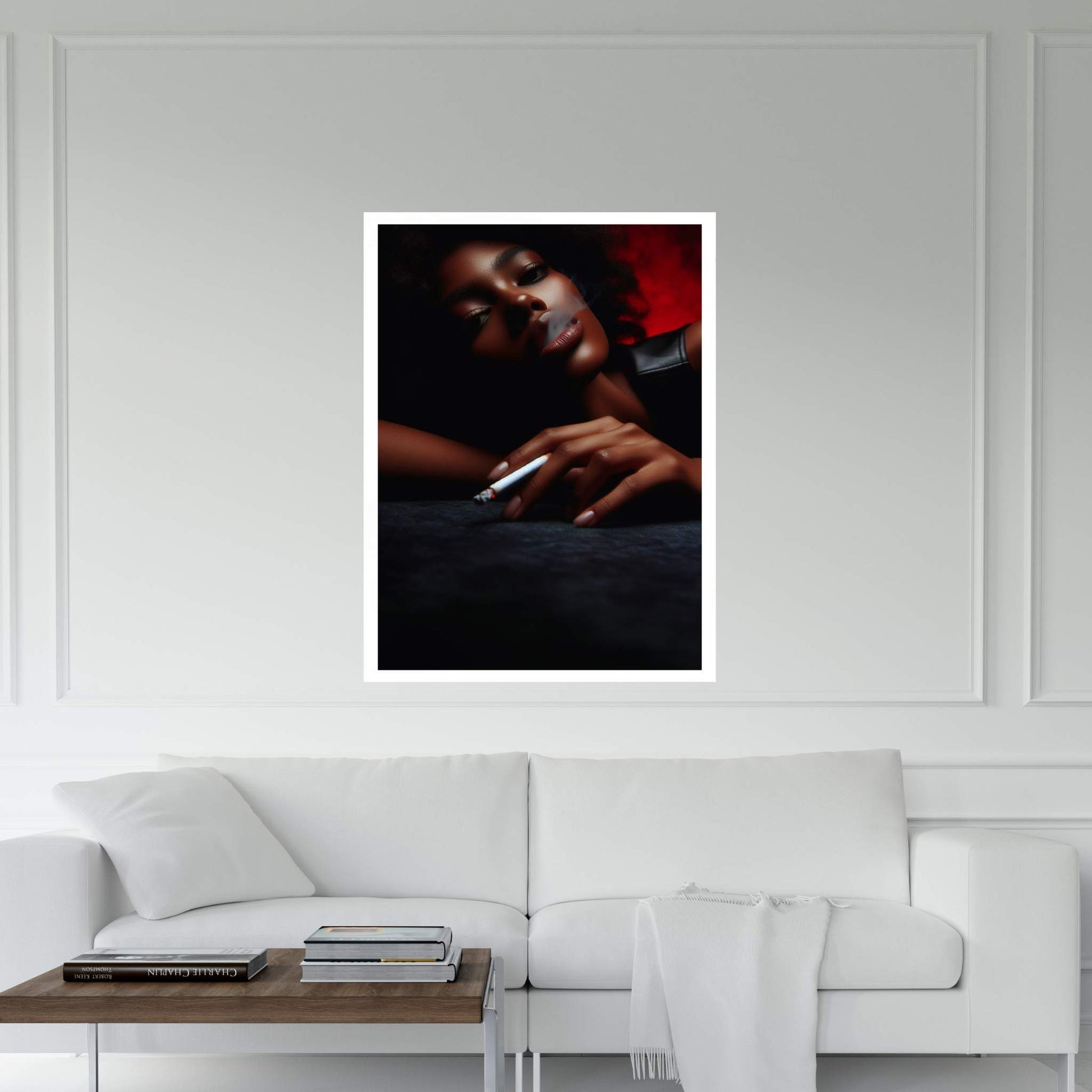 African Black Woman Smoking Canvas Wall Art - Y Canvas