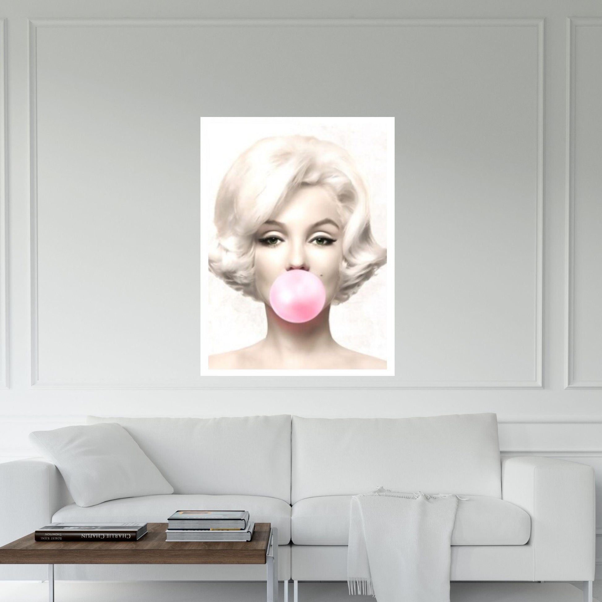 Marilyn Monroe Wall Art Canvas / Monroe Pink Bubble Gum Art Poster Canvas Wall Art - Y Canvas