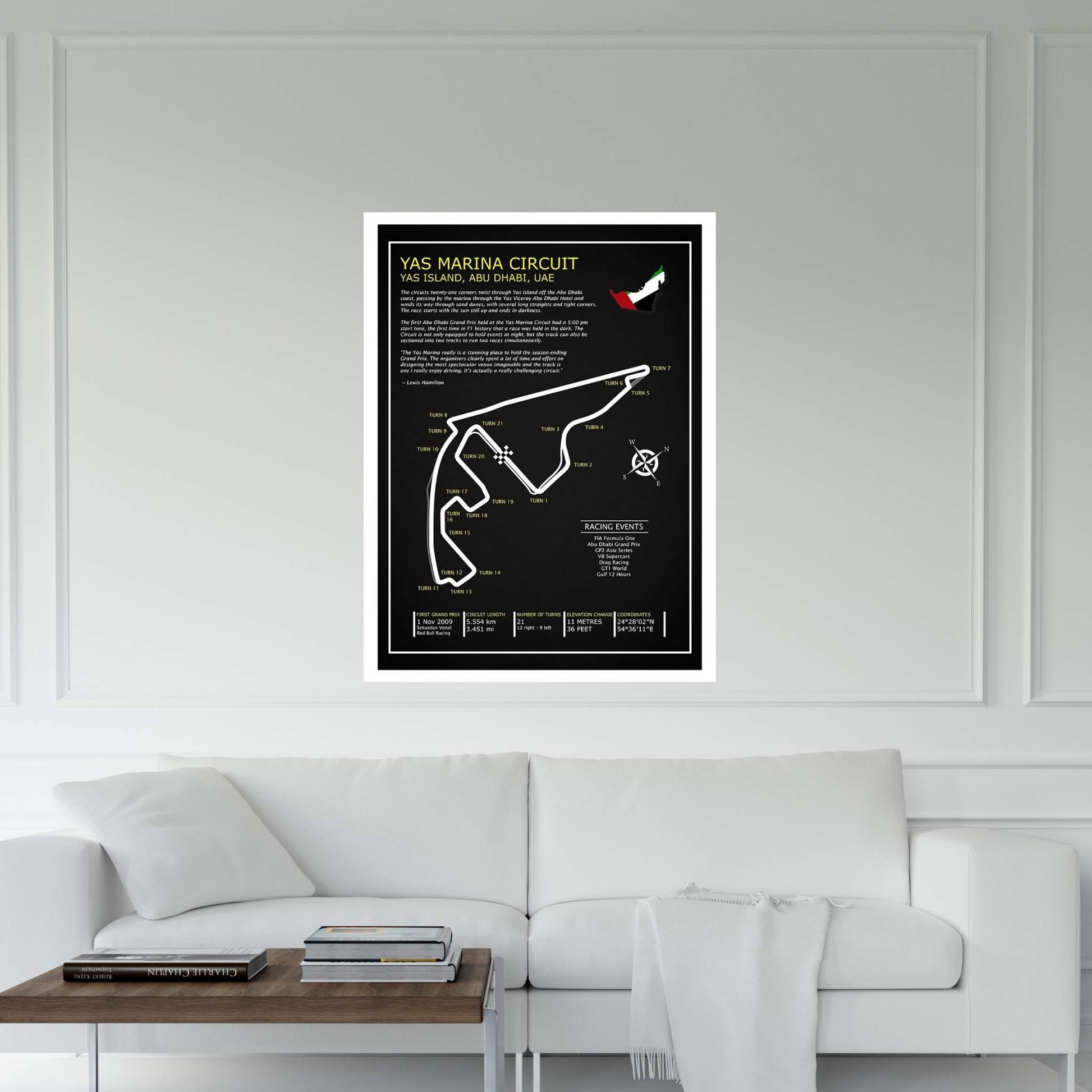 Yas Marina Circuit UAE BL Canvas Wall Art - Y Canvas