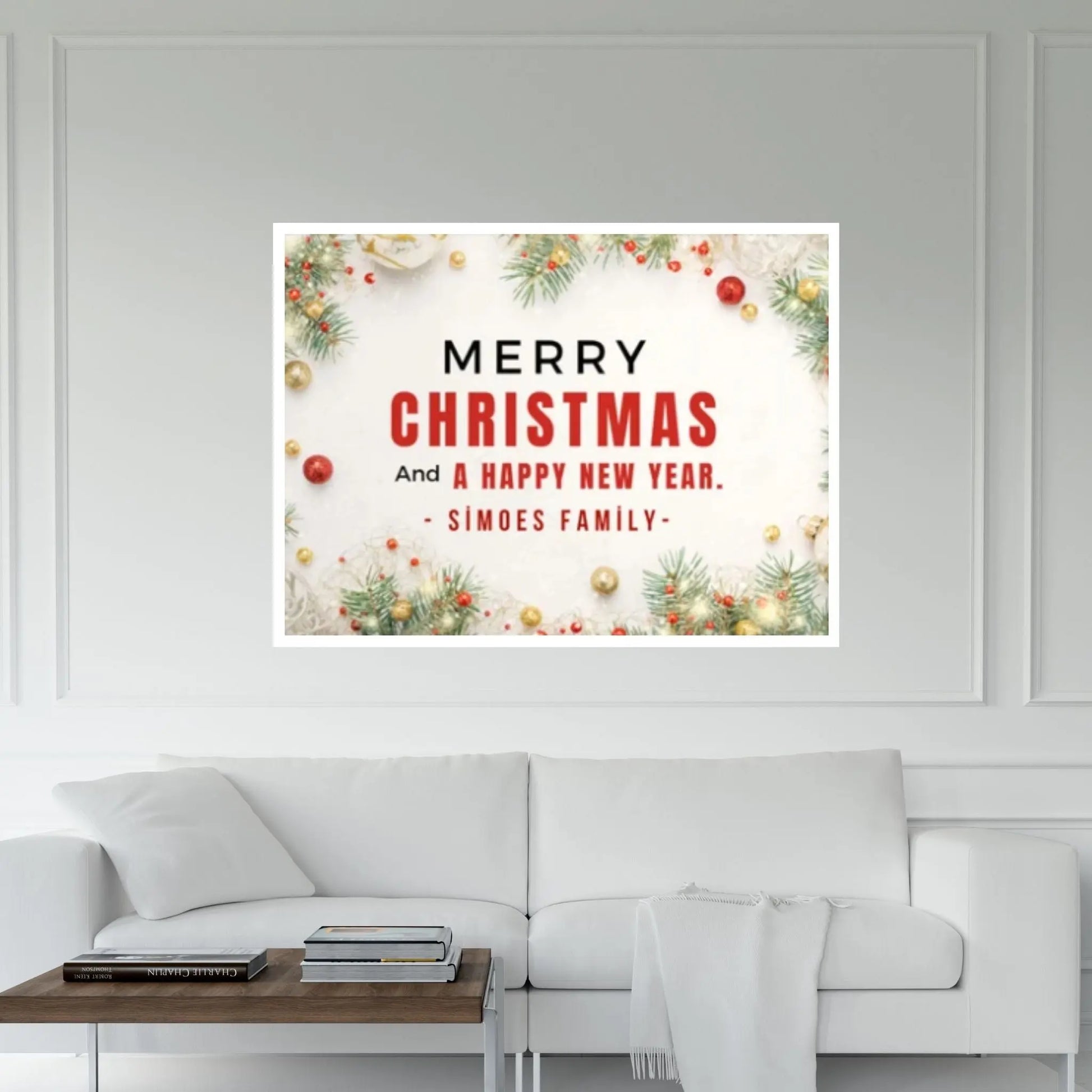 Christmas Decor Sign Personalized Custom Family Welcome Home Holiday Wall Art Canvas Print Decorations Name Sign Modern Farmhouse Wall Decor - Y Canvas