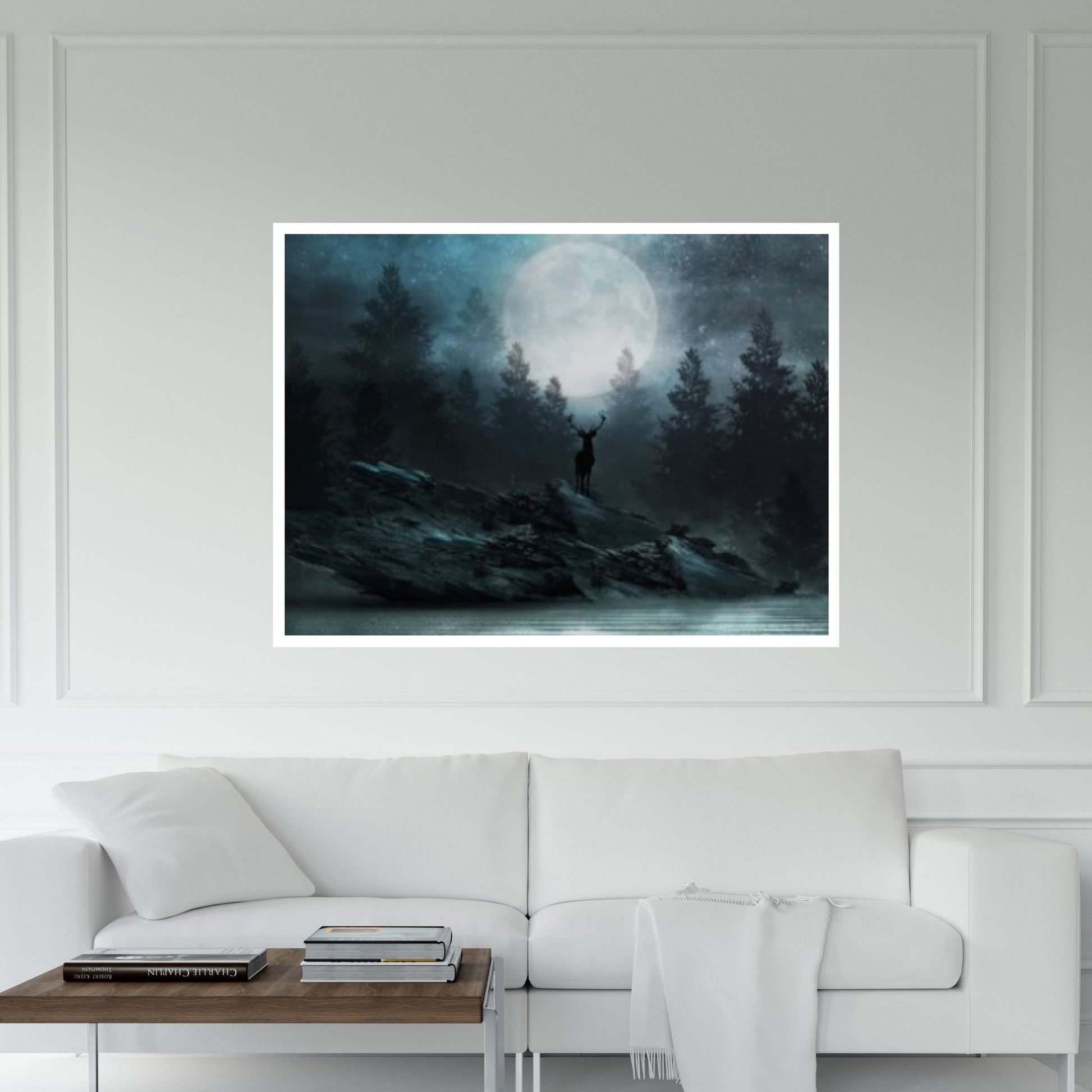 Sea At Night Vintage Canvas Wall Art Painting - Seascape Oil Canvas Painting - Sea Under Night Moonlight Art Print - Y Canvas