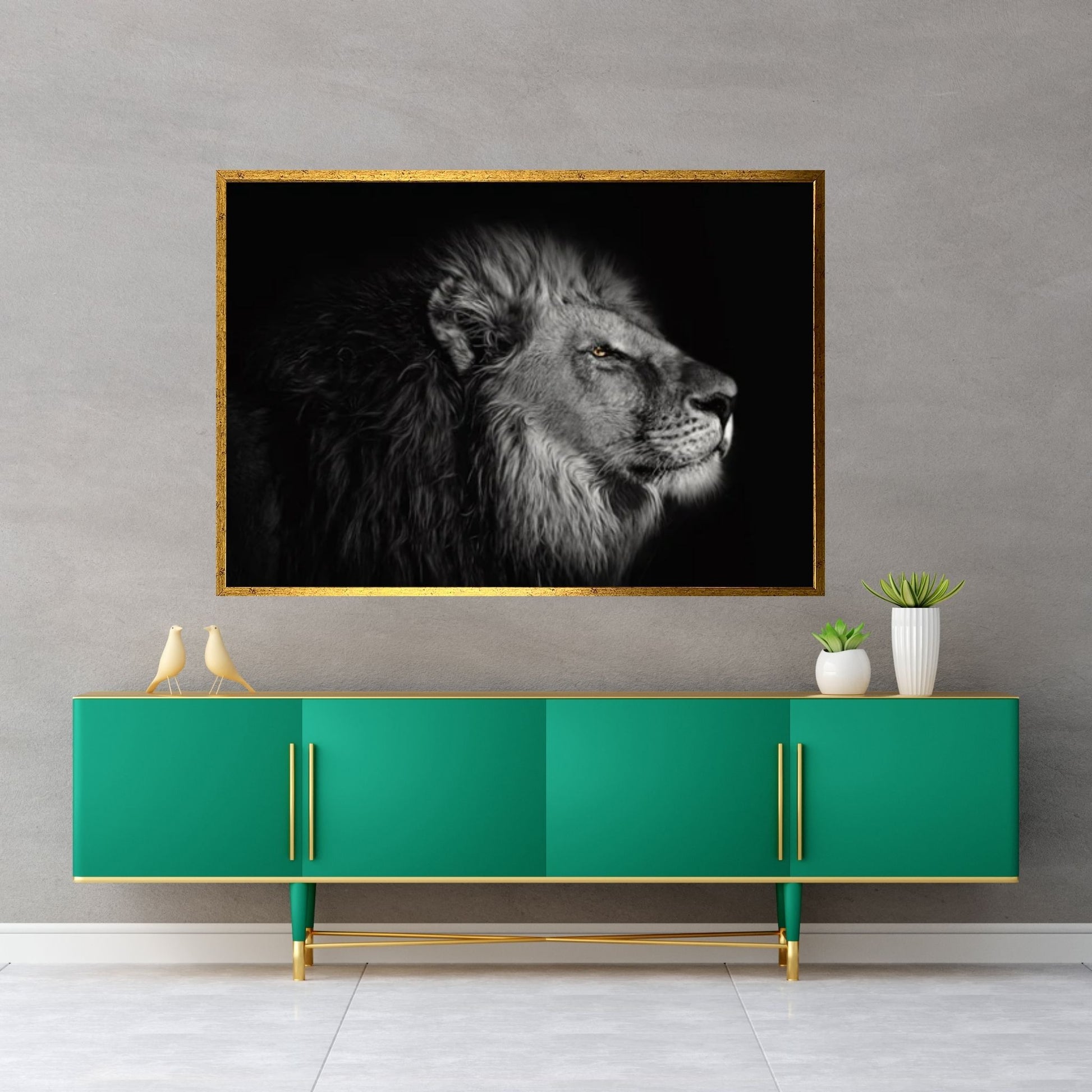 Animal Lion Canvas Wall Art, Creative Animal Modeling Wall Art - Y Canvas