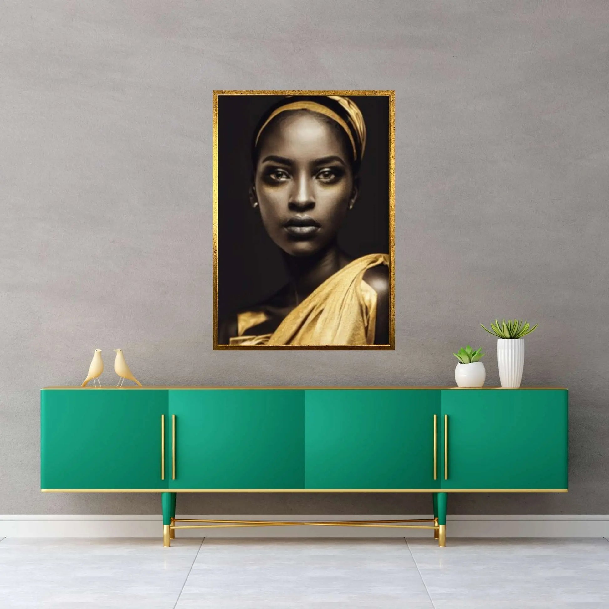 Gold African Woman, Gold Print, Woman Wall Art, Gold Lip Woman Canvas - Y Canvas