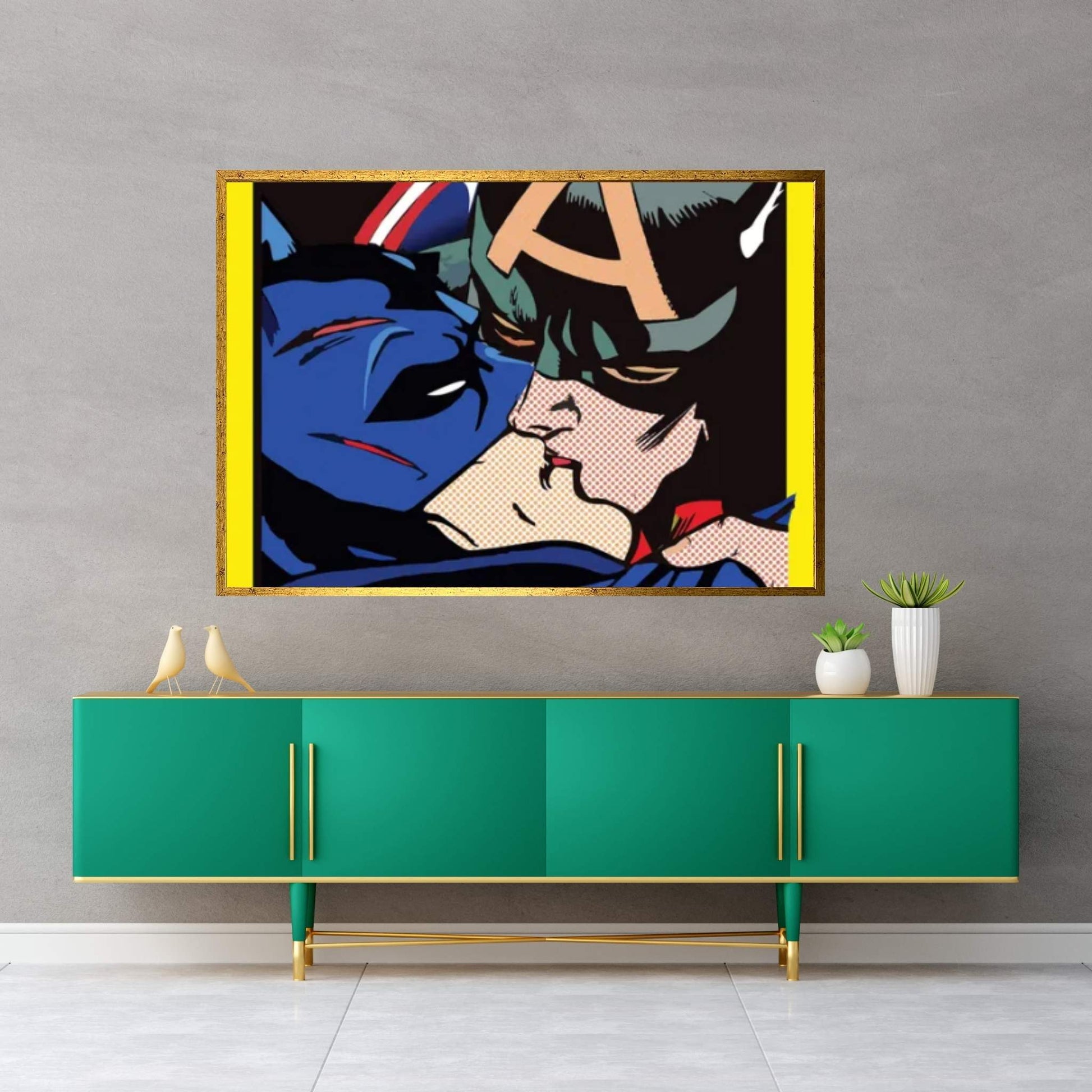 Cap Kissing Bruce Canvas Wall Art - Y Canvas