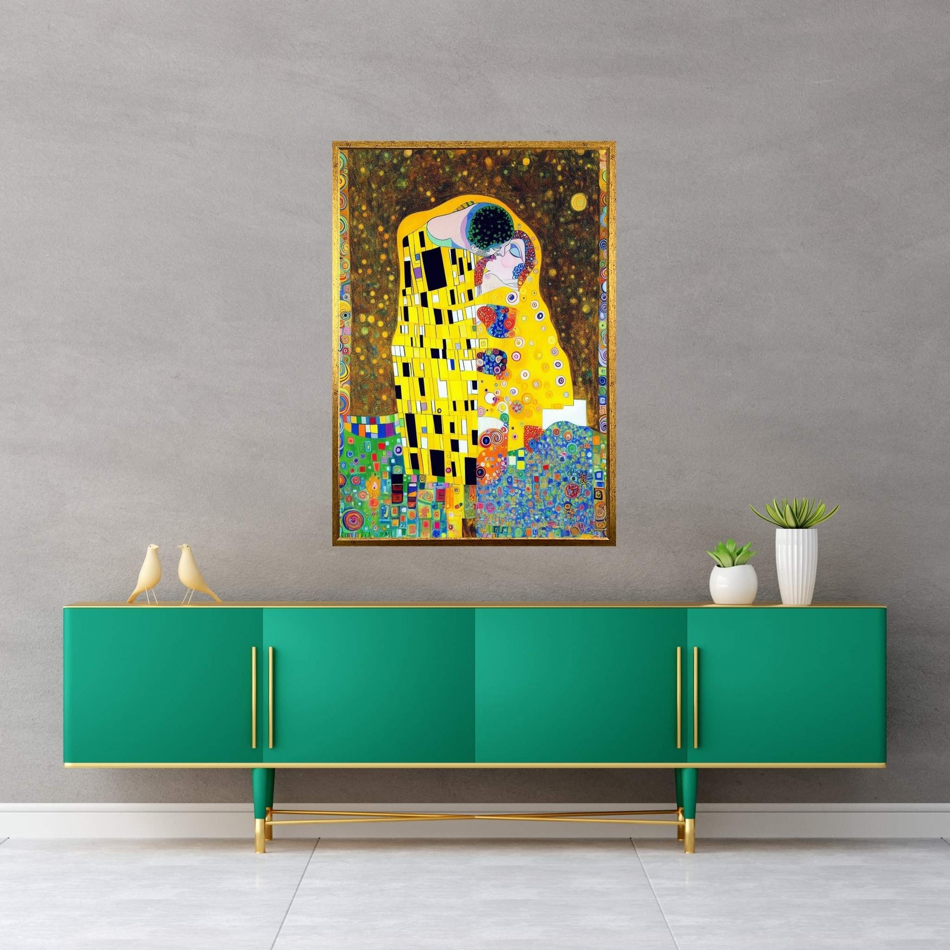 Gustav Klimt's The Kiss: Canvas Wall Art Reproduction Home Decor - Y Canvas