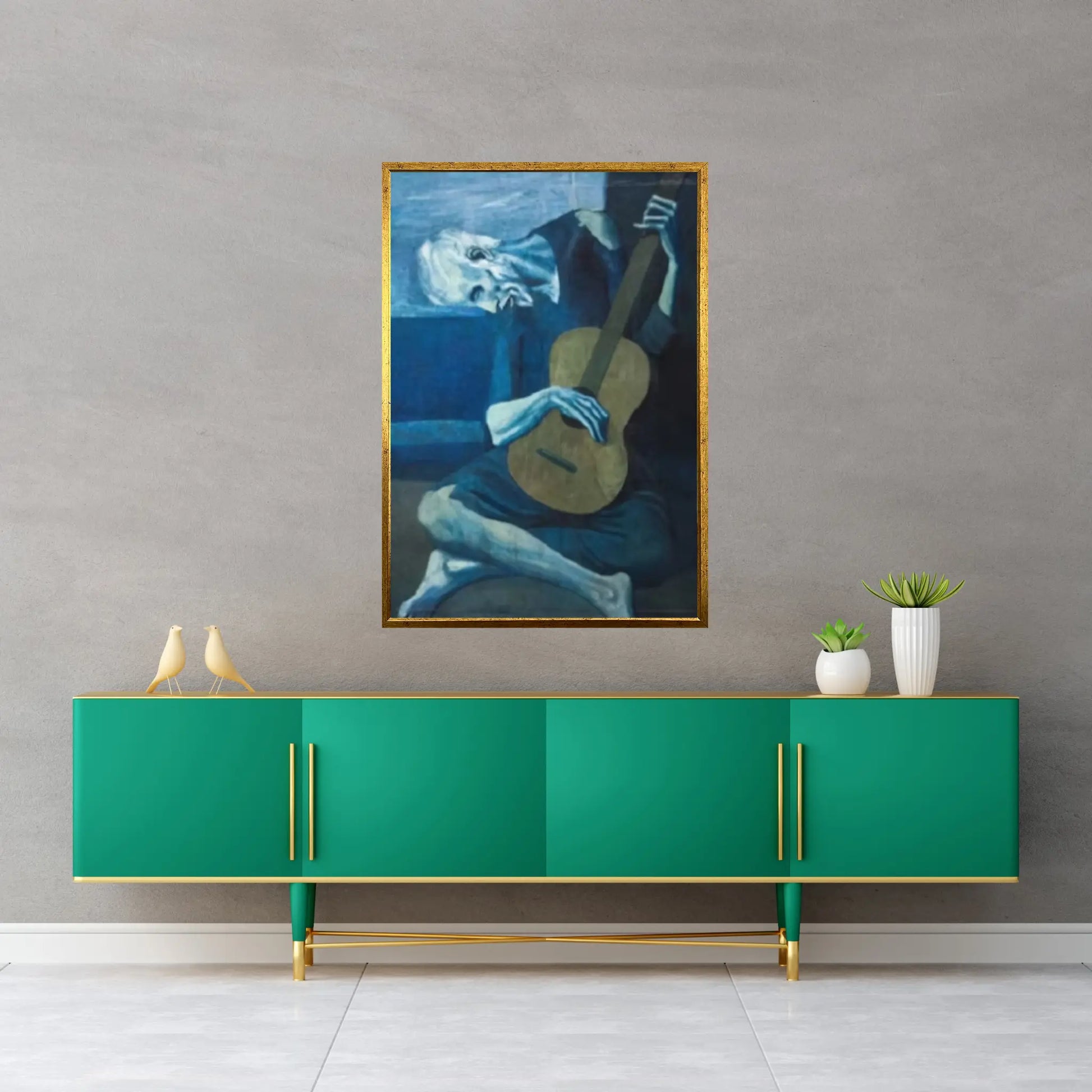 Pablo Picasso Canvas Art, The Old Guitarist Exhibition Canvas Wall Art Poster Wall Hanging Pablo Picasso Print - Y Canvas