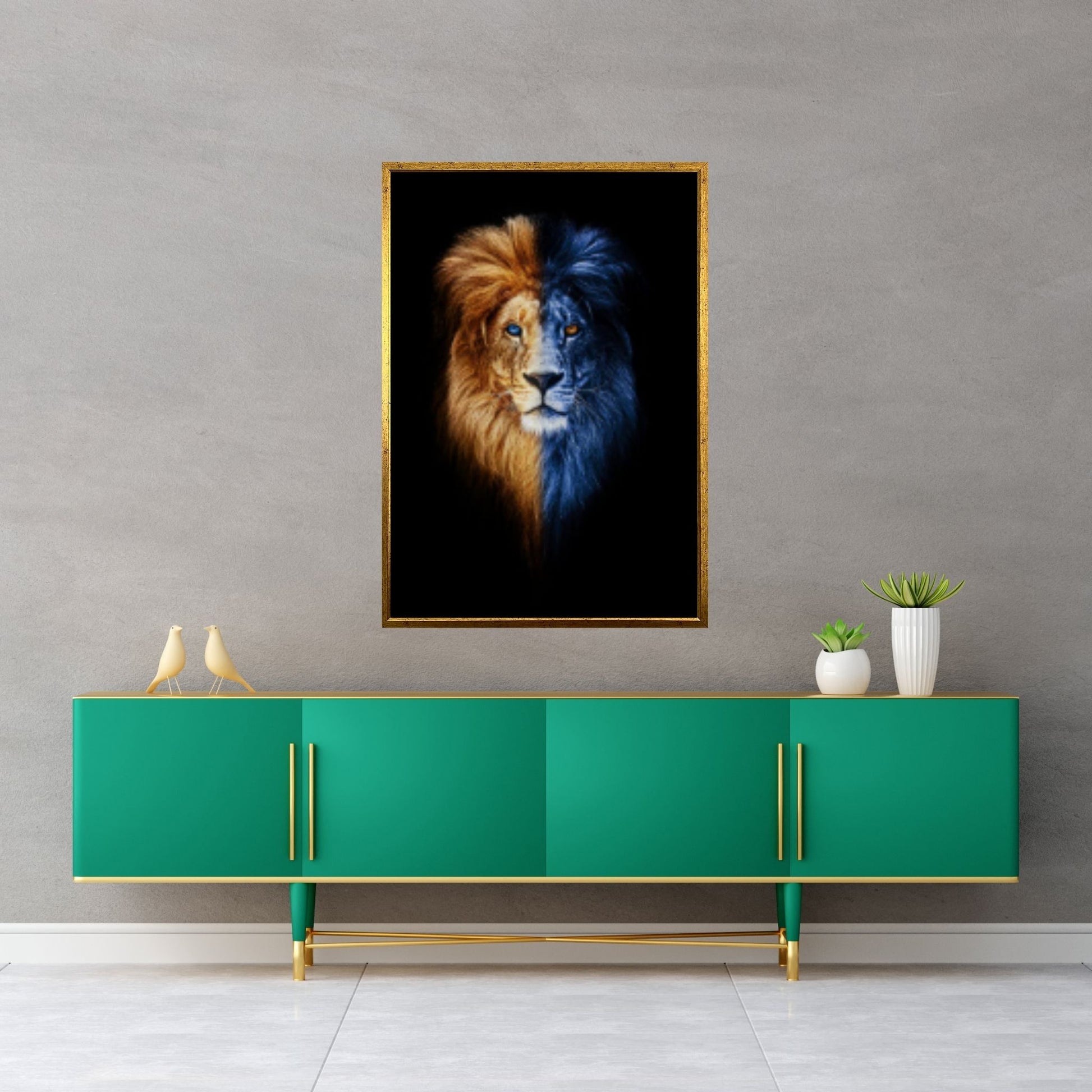 African Lion Canvas Wall Art, Lion wall art - Y Canvas